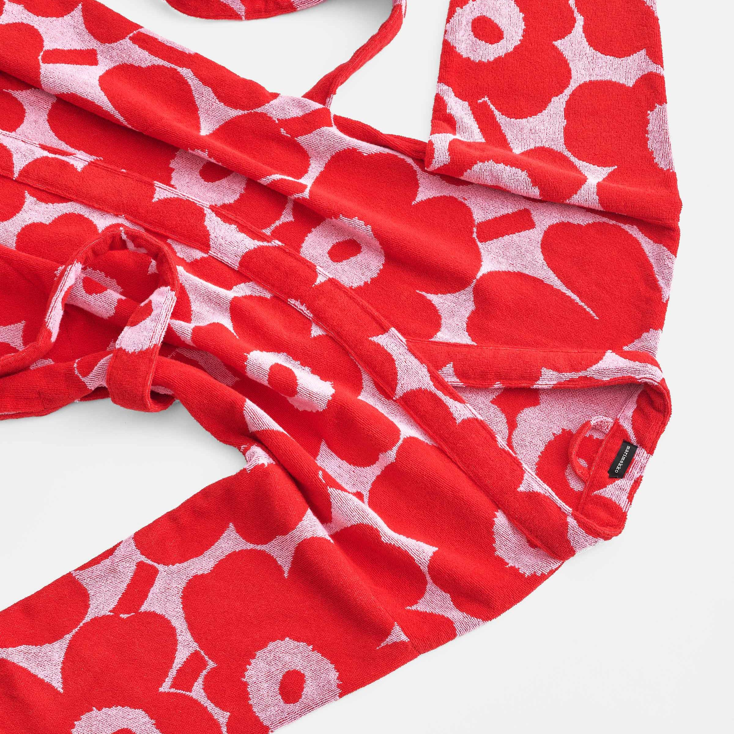 Puna-vaaleanpunainen Unikko kylpytakki.