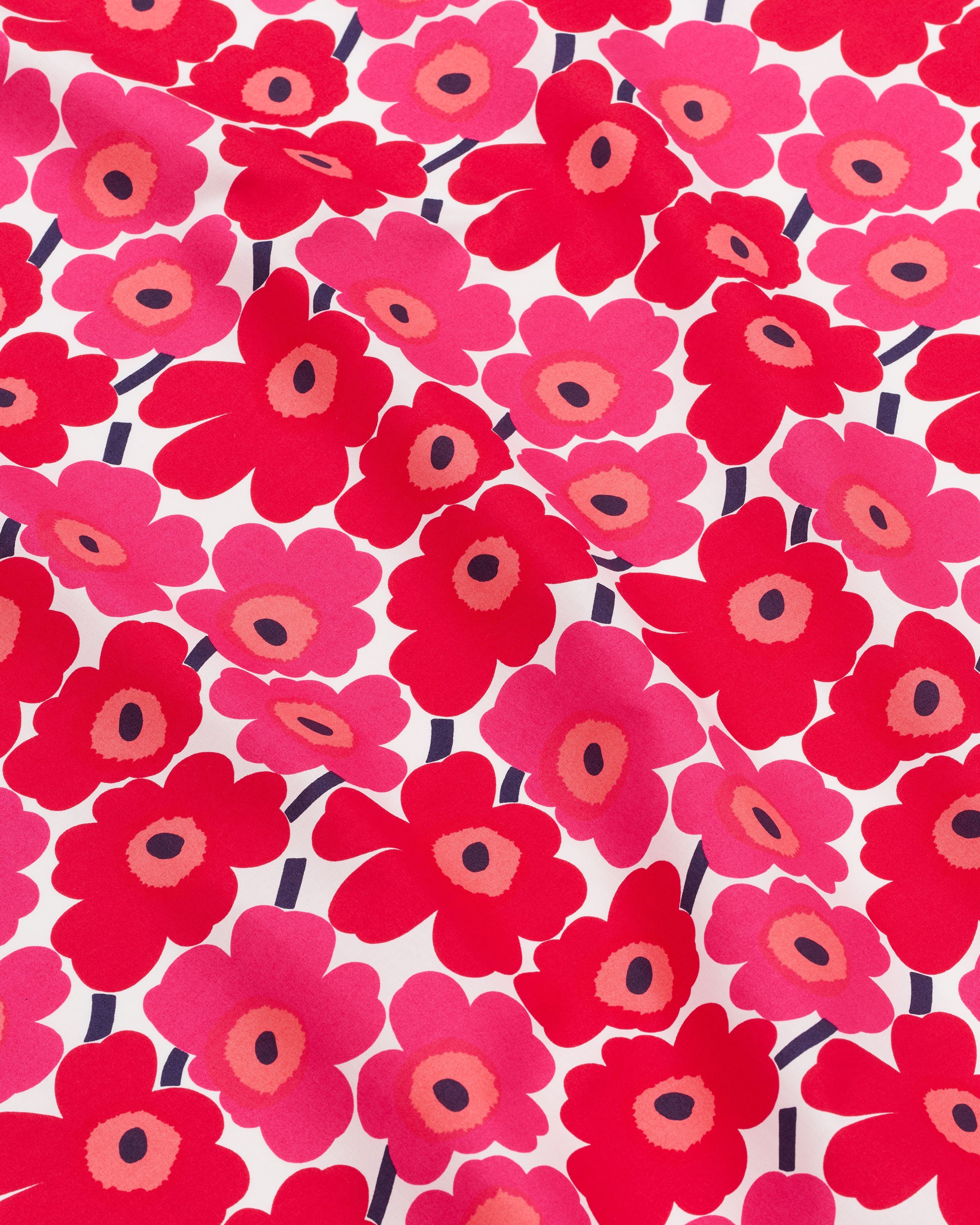 Mini Unikko Cotton fabric white, red, pink | Marimekko