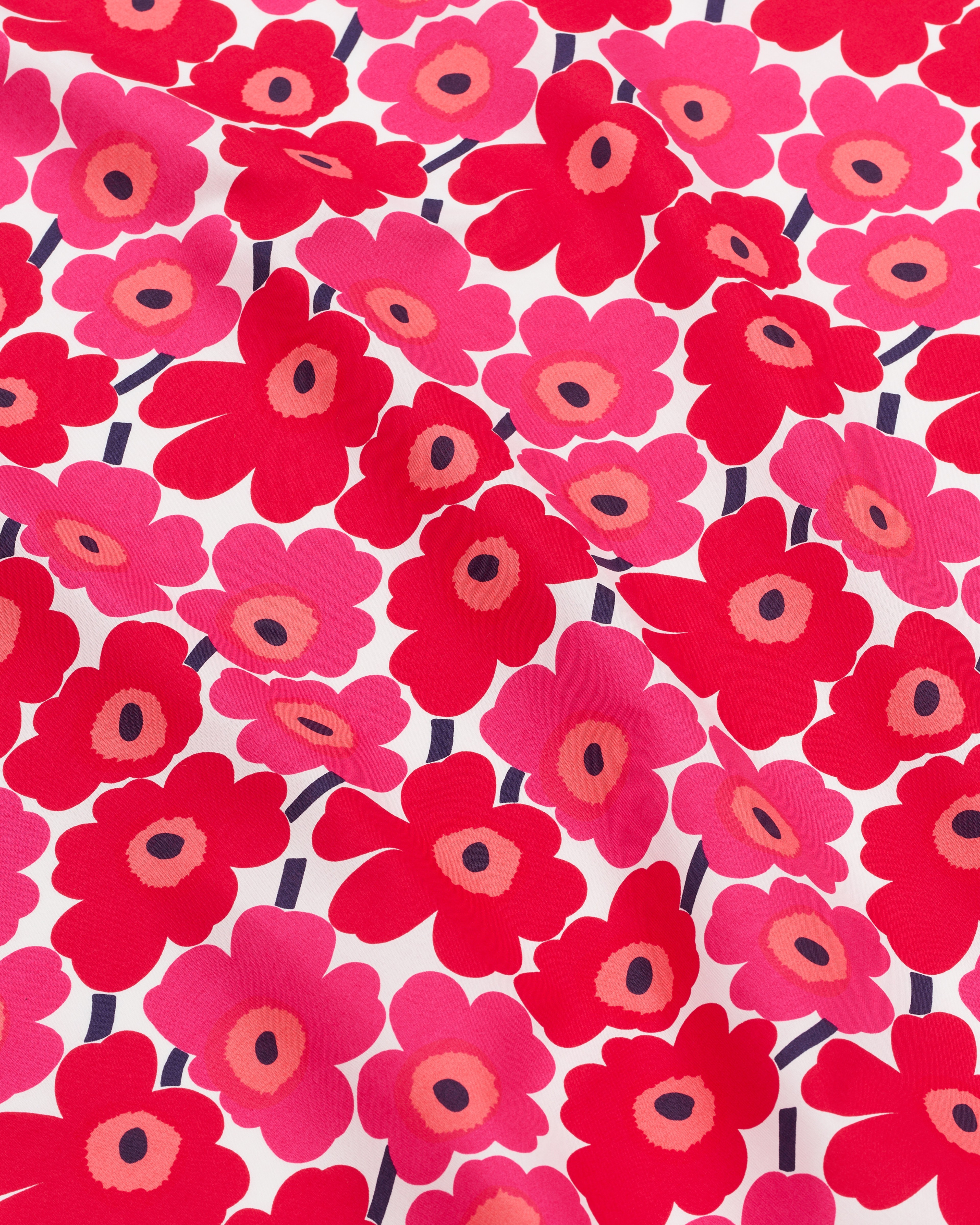 Mini Unikko, Cotton fabric, white, red, pink,