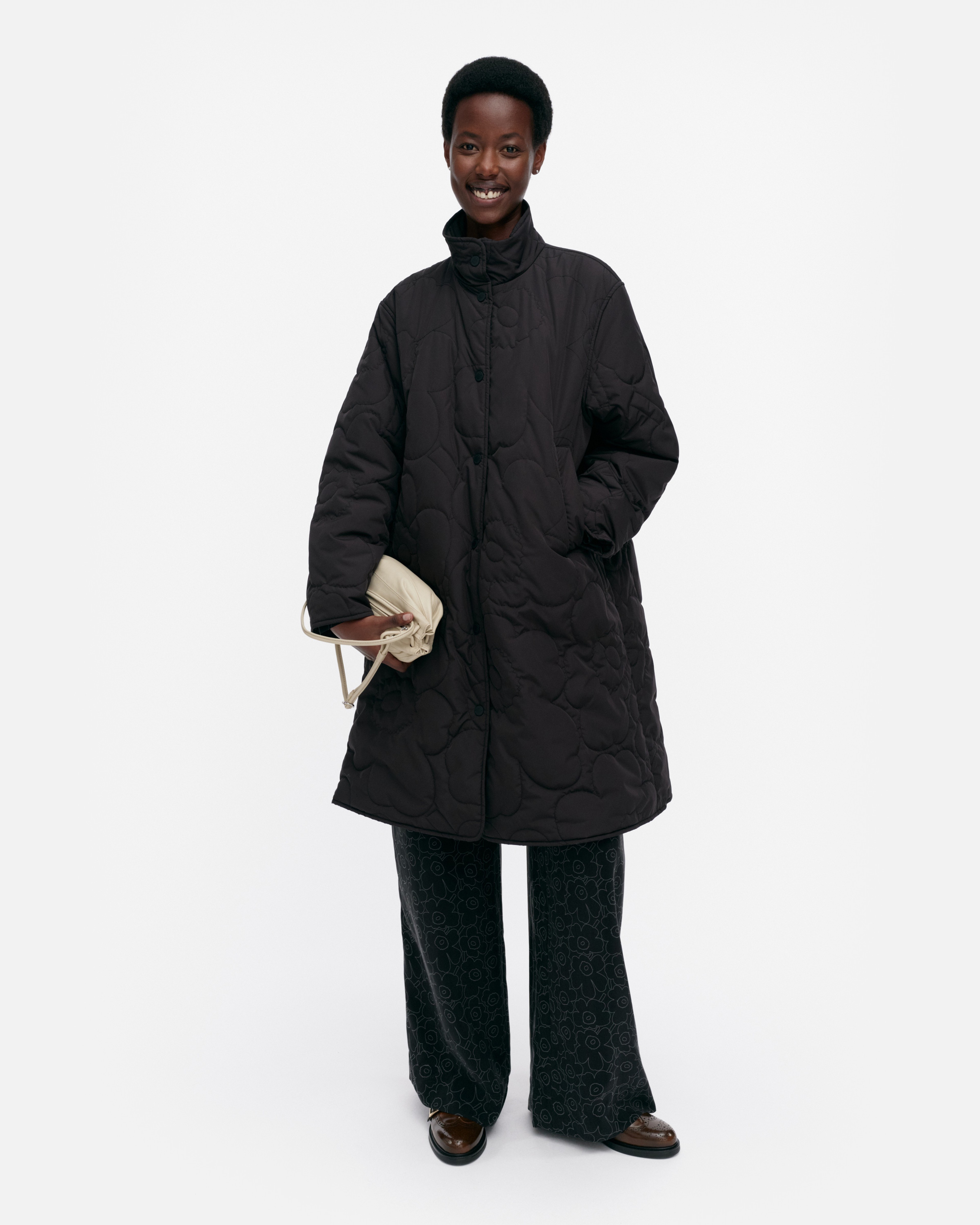 Keramika Piirto Unikko, Leichter, wattierter Mantel, Schwarz, Schwarz,