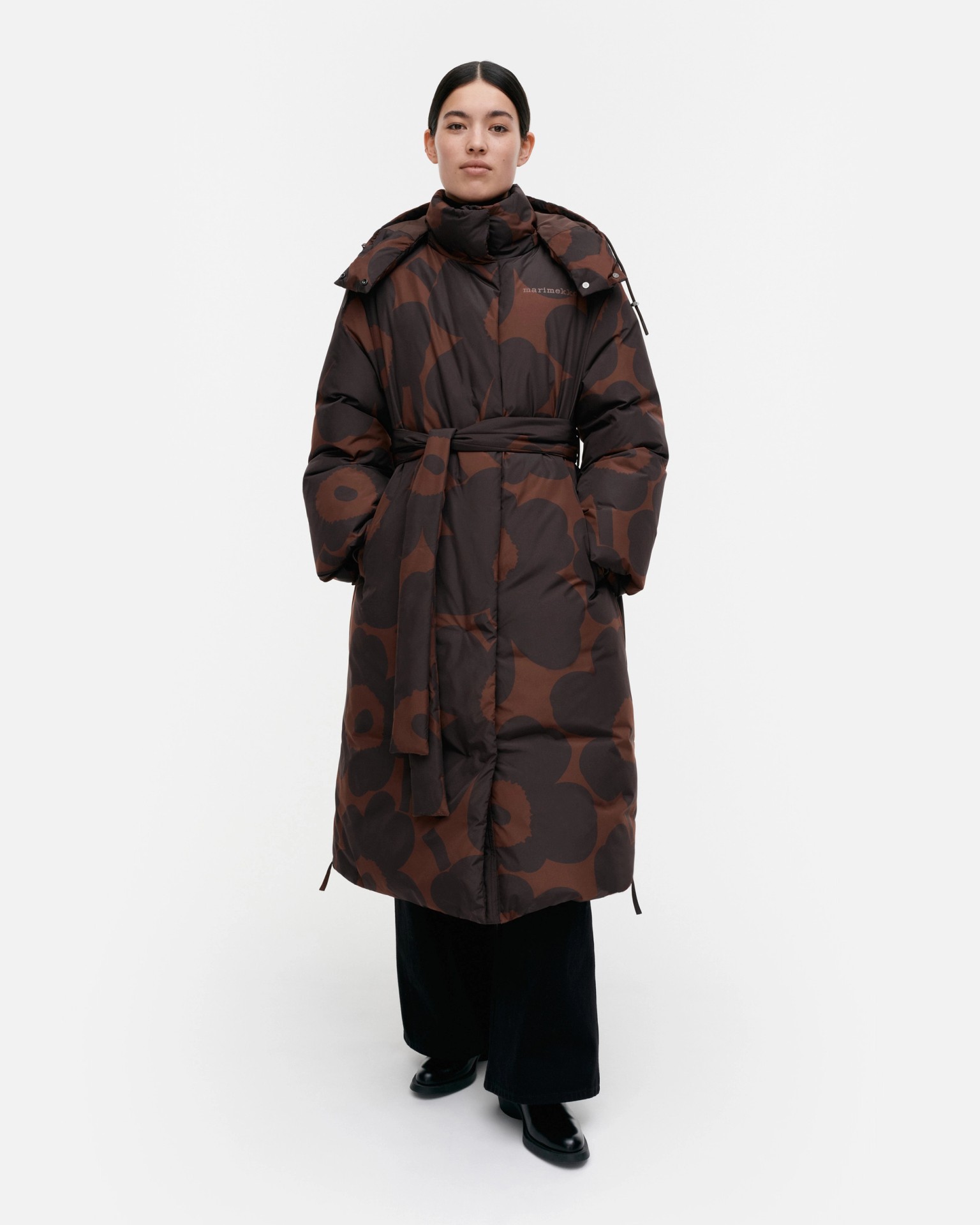 Suoja Unikko, Down coat, dark brown, brown,