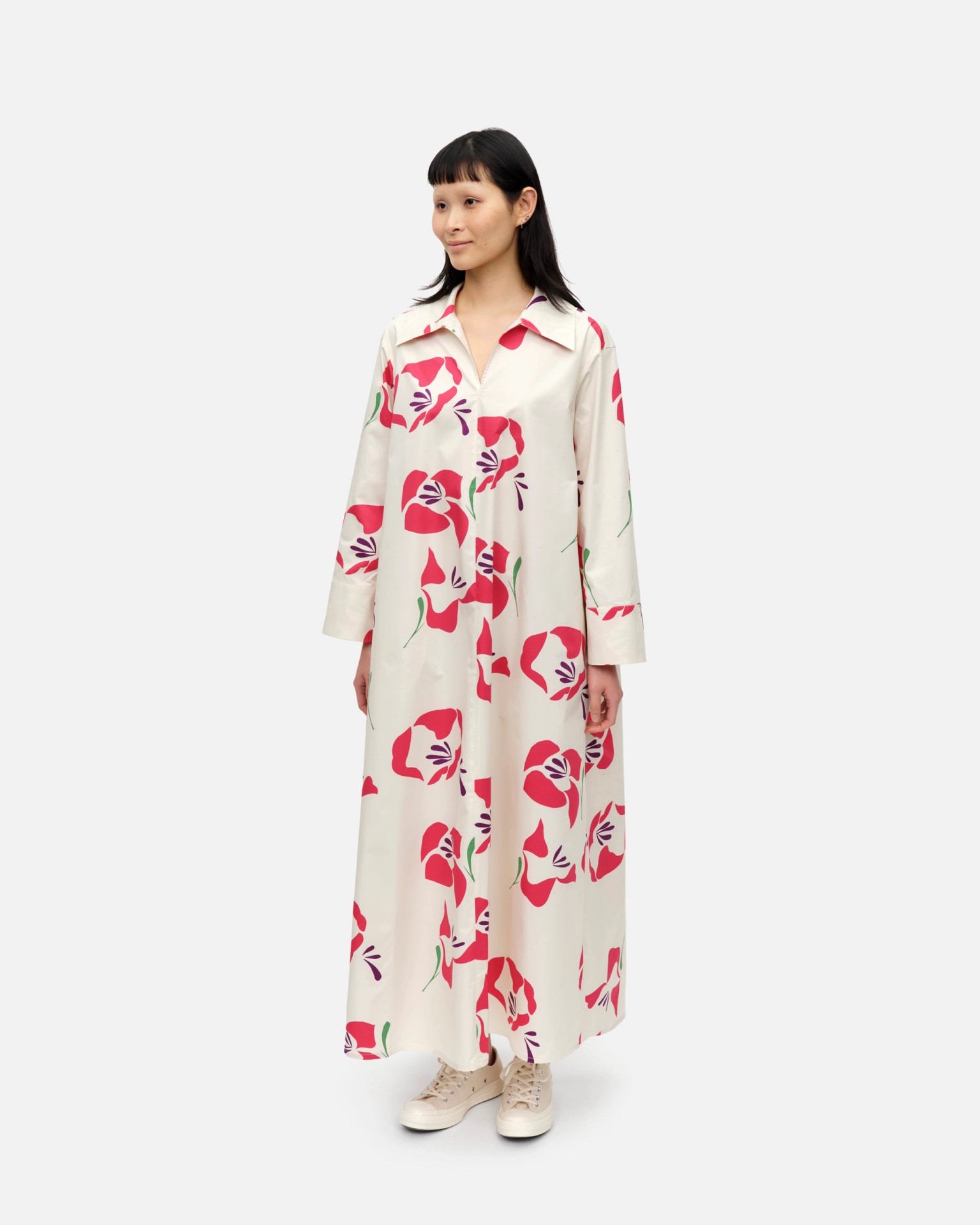 Perenna Helakka, Cotton poplin dress, off-white, fuchsia, dk.purple,