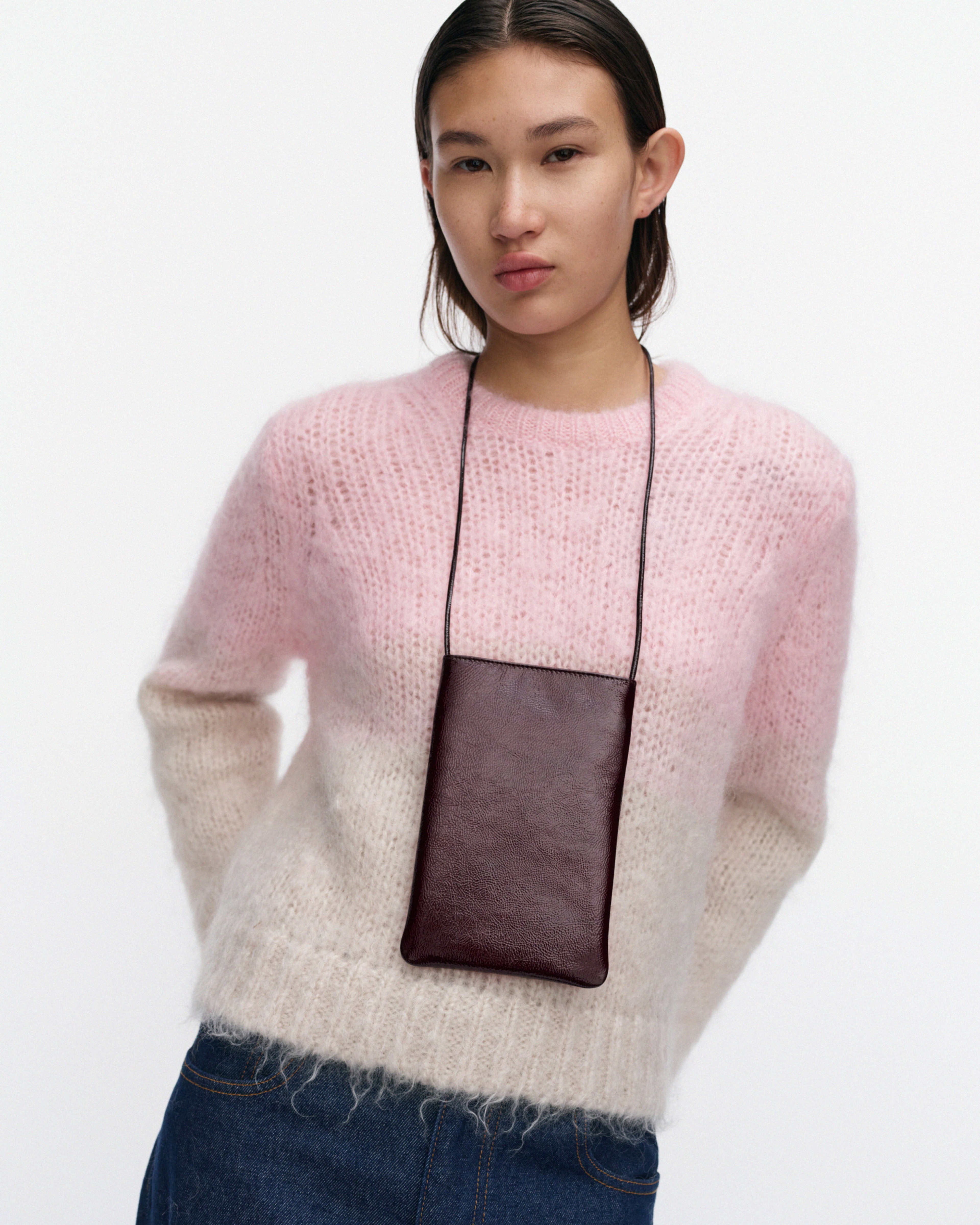 Phone Pocket Patent, Shoulder bag, dark wine red,