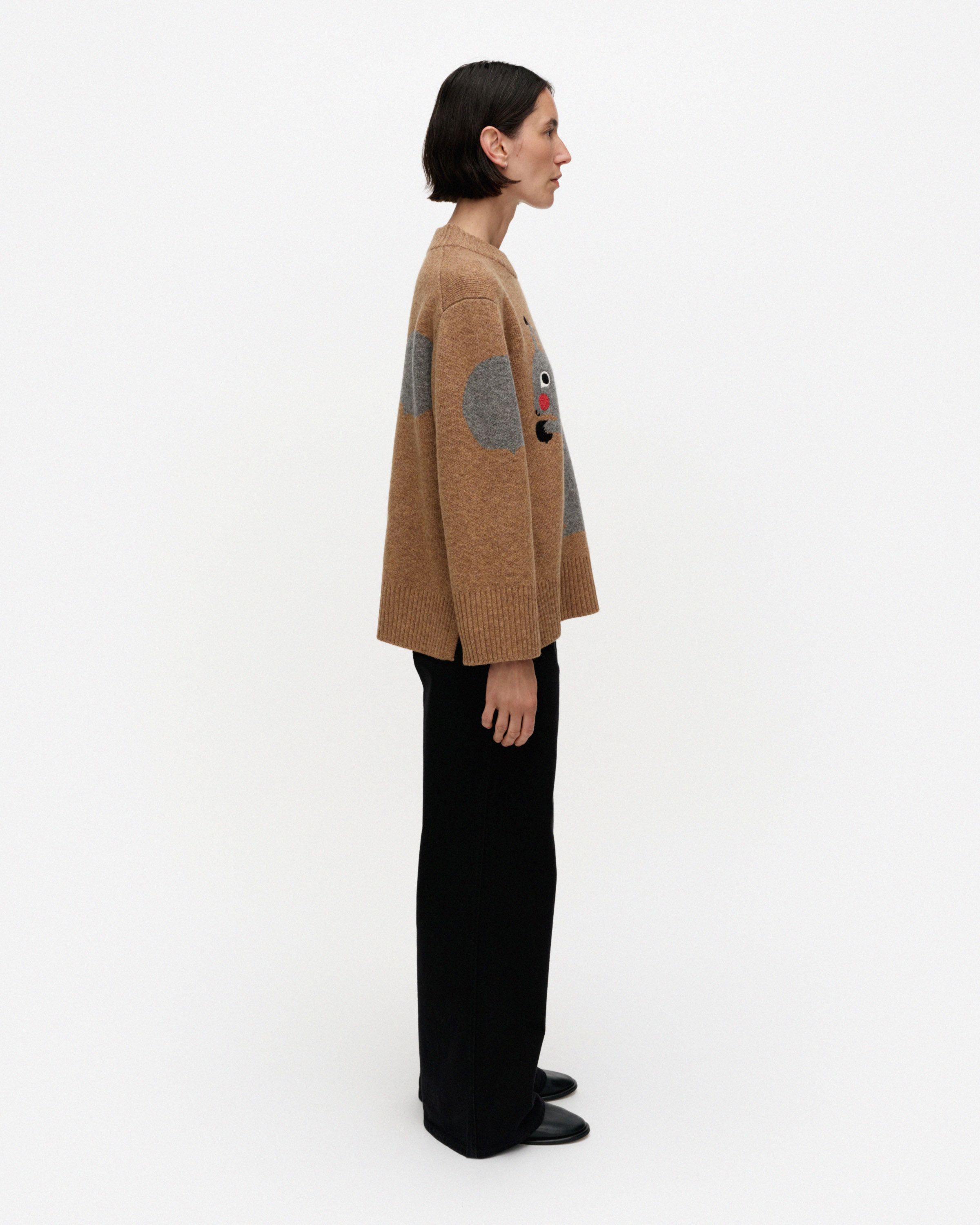 Rws Kuvioitu Kurre Kioski knitted pullover brown, grey | Marimekko