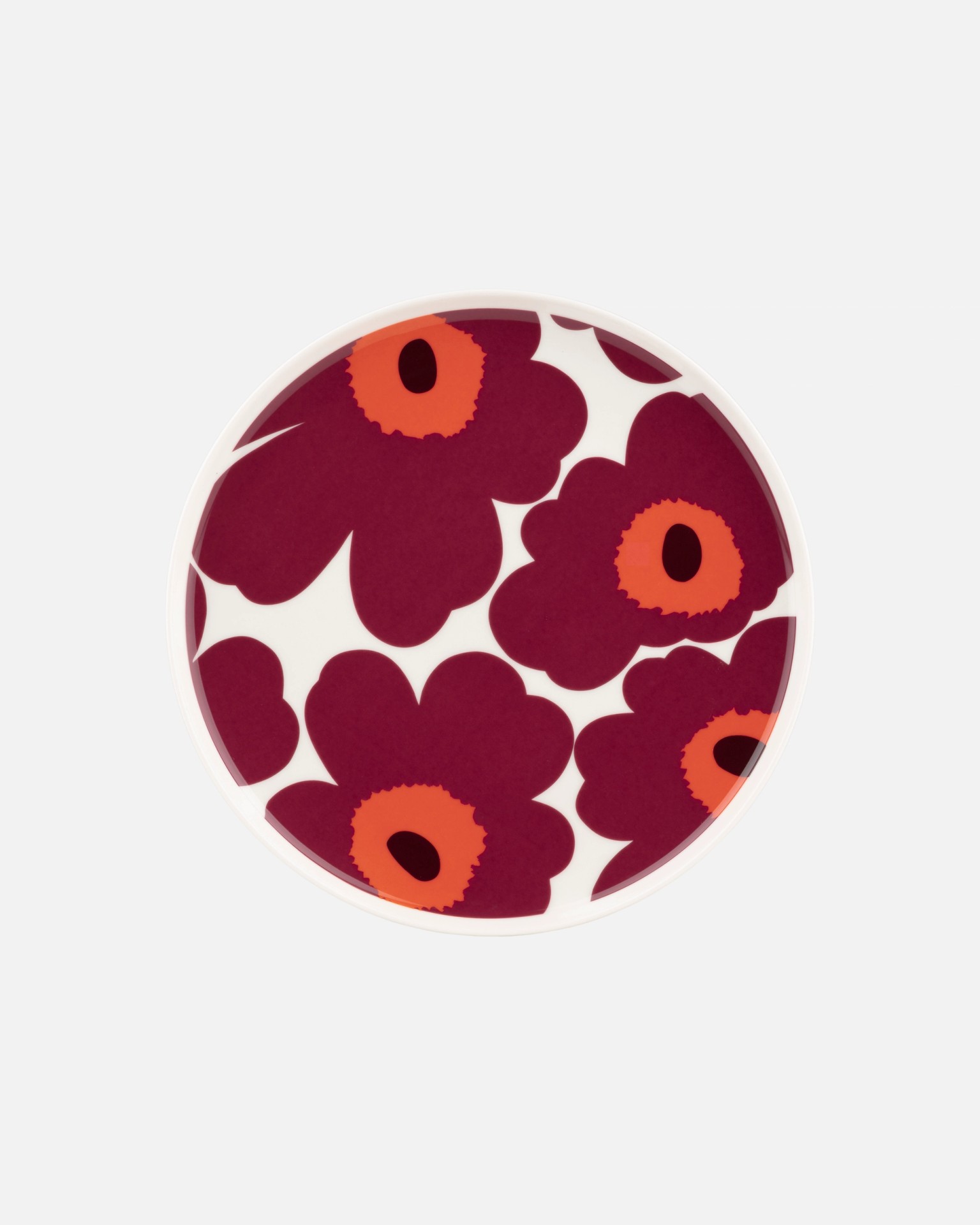 Oiva / Unikko, Salad plate, white, burgundy, red,