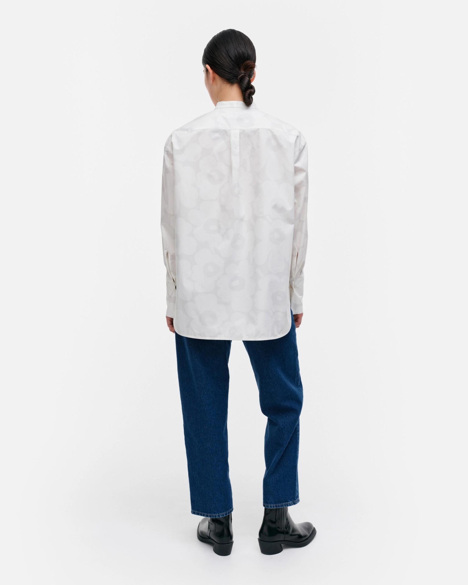 Heti Unikko, Cotton poplin shirt, off-white, light grey,