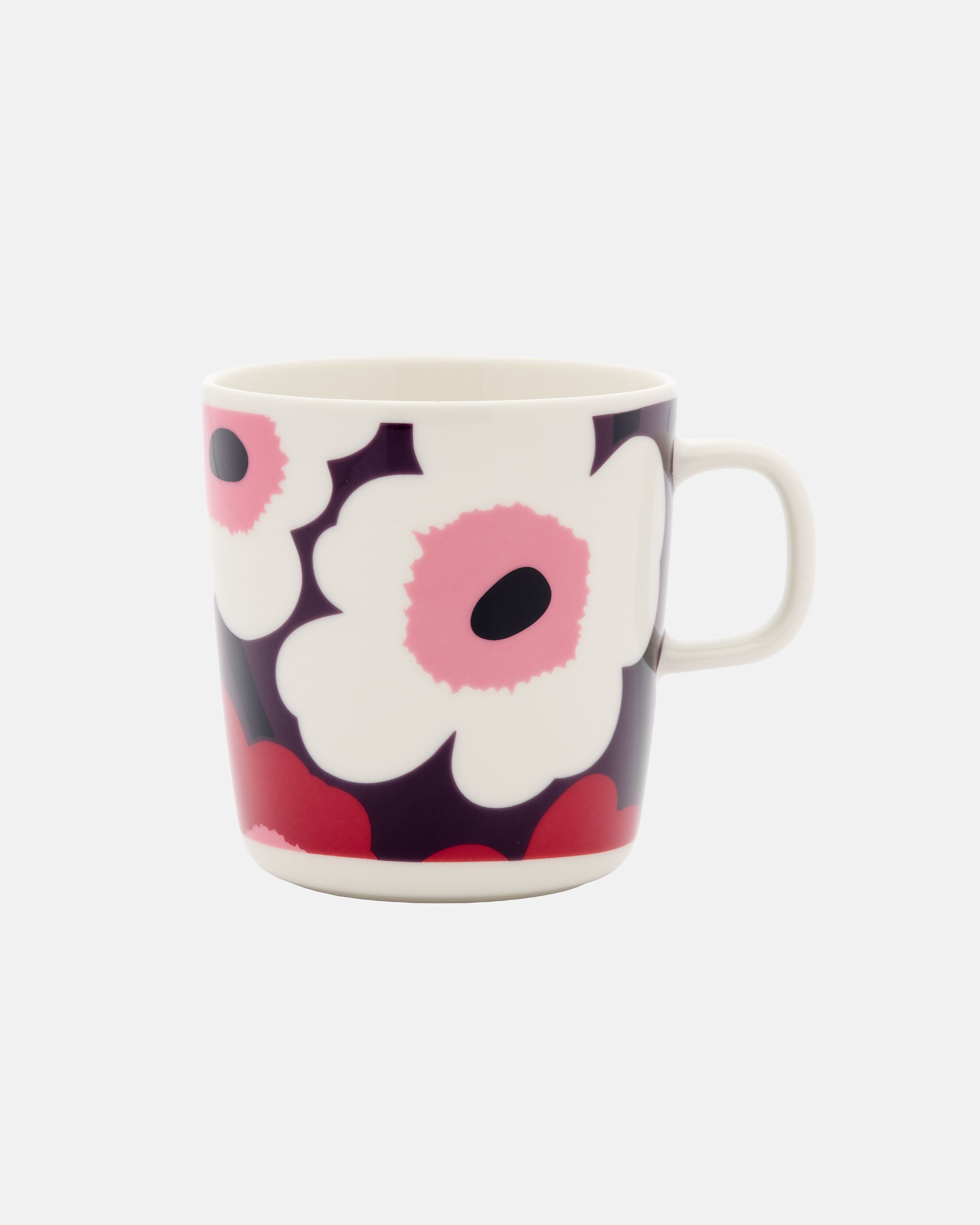 Oiva / Unikko Large mug white, plum, cranberry, pink | Marimekko