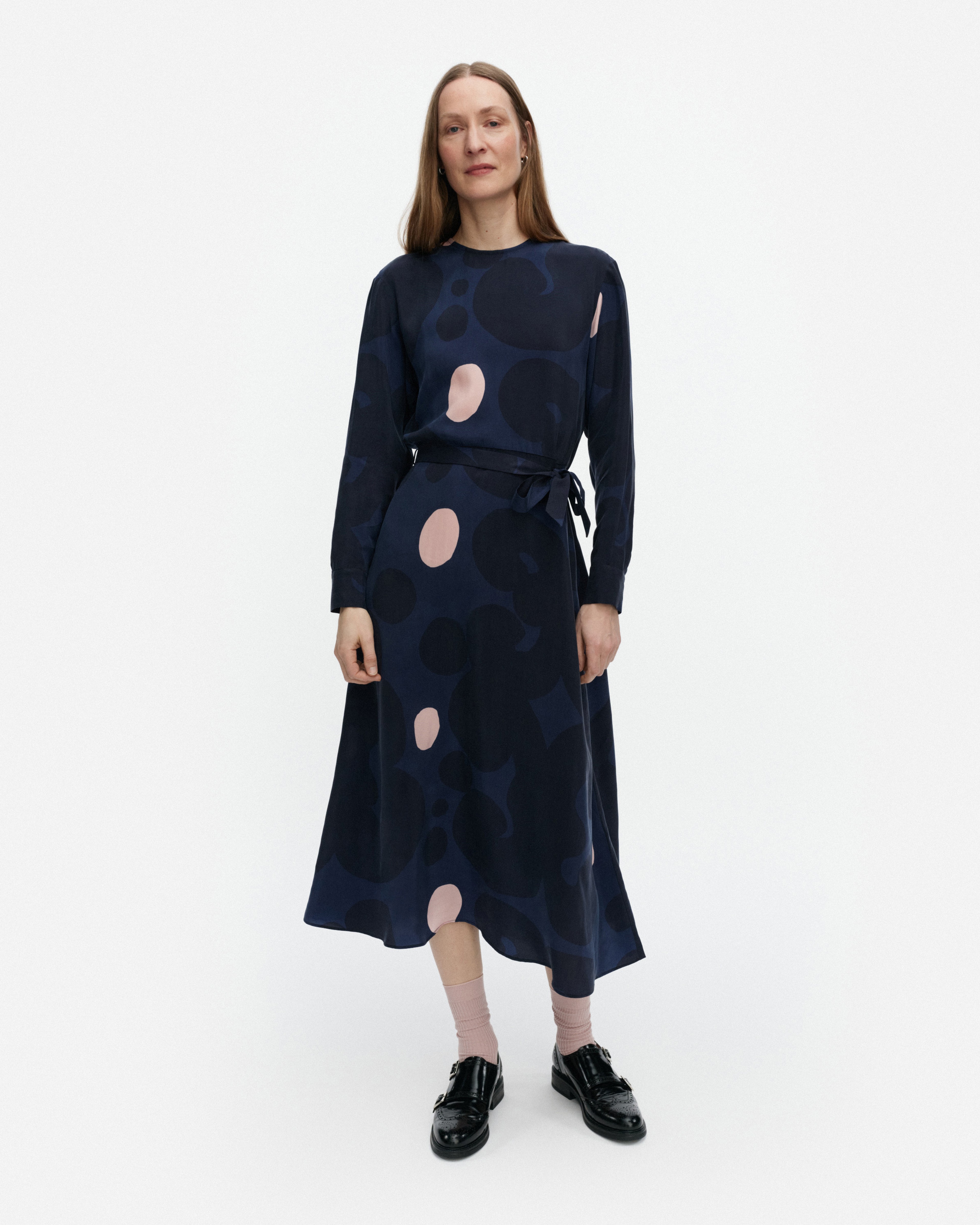 Combu Keidas, Kleid, Dunkelblau, Hellrosa,