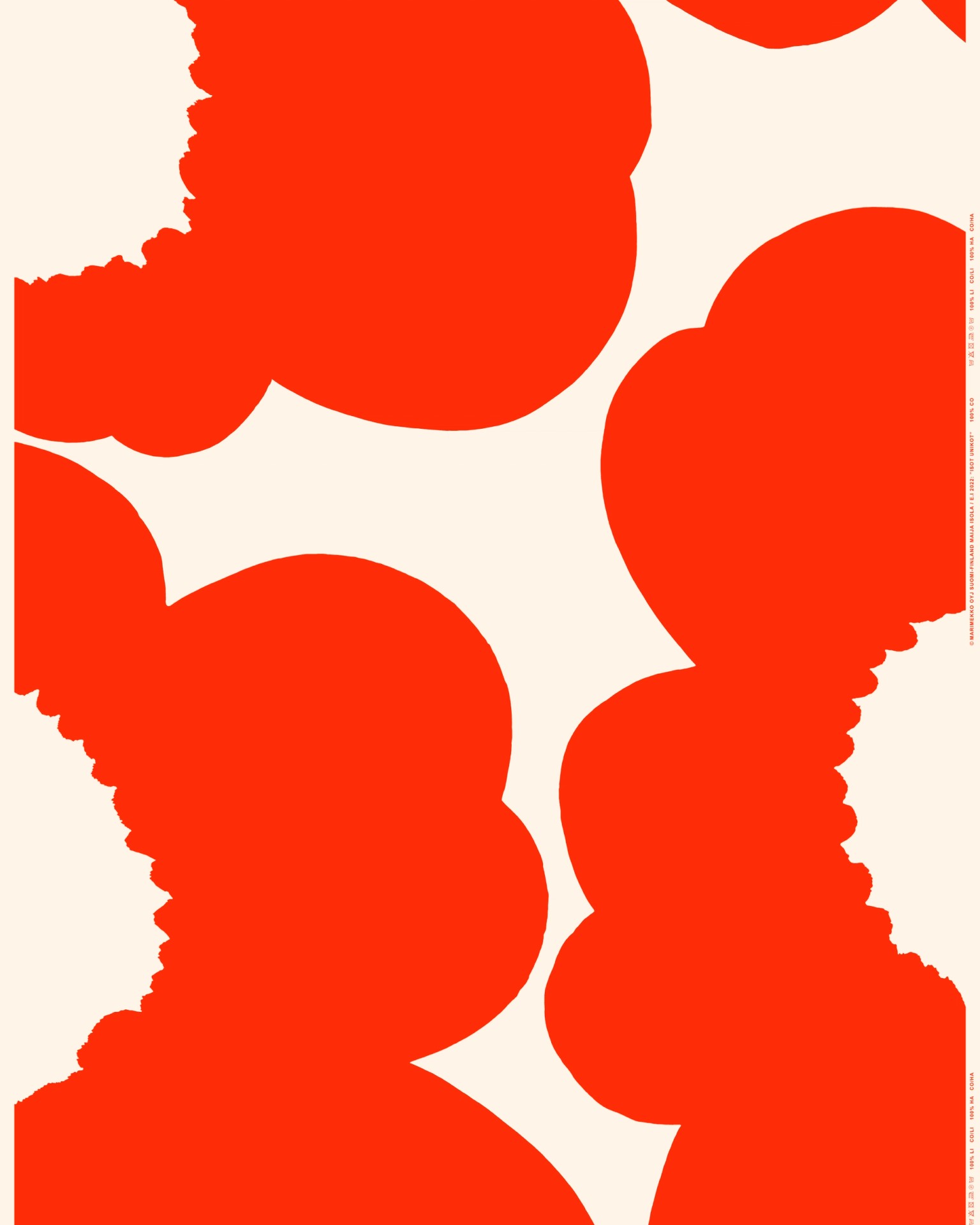 Iso Unikko, Cotton sateen fabric, cotton, orange red,