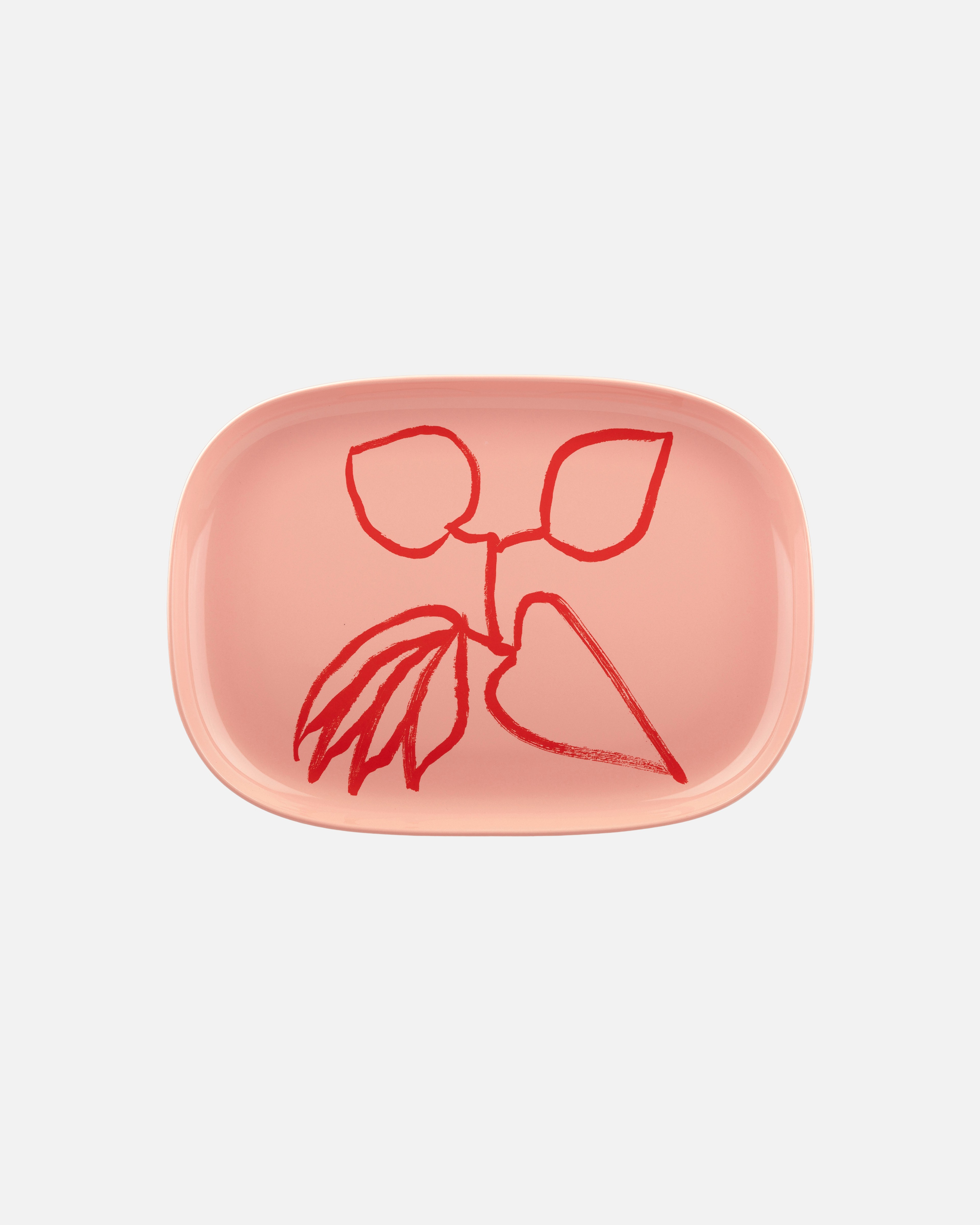 Oiva / Ukonhattu, Serving dish 23x32 cm, salmon red, tomato red,