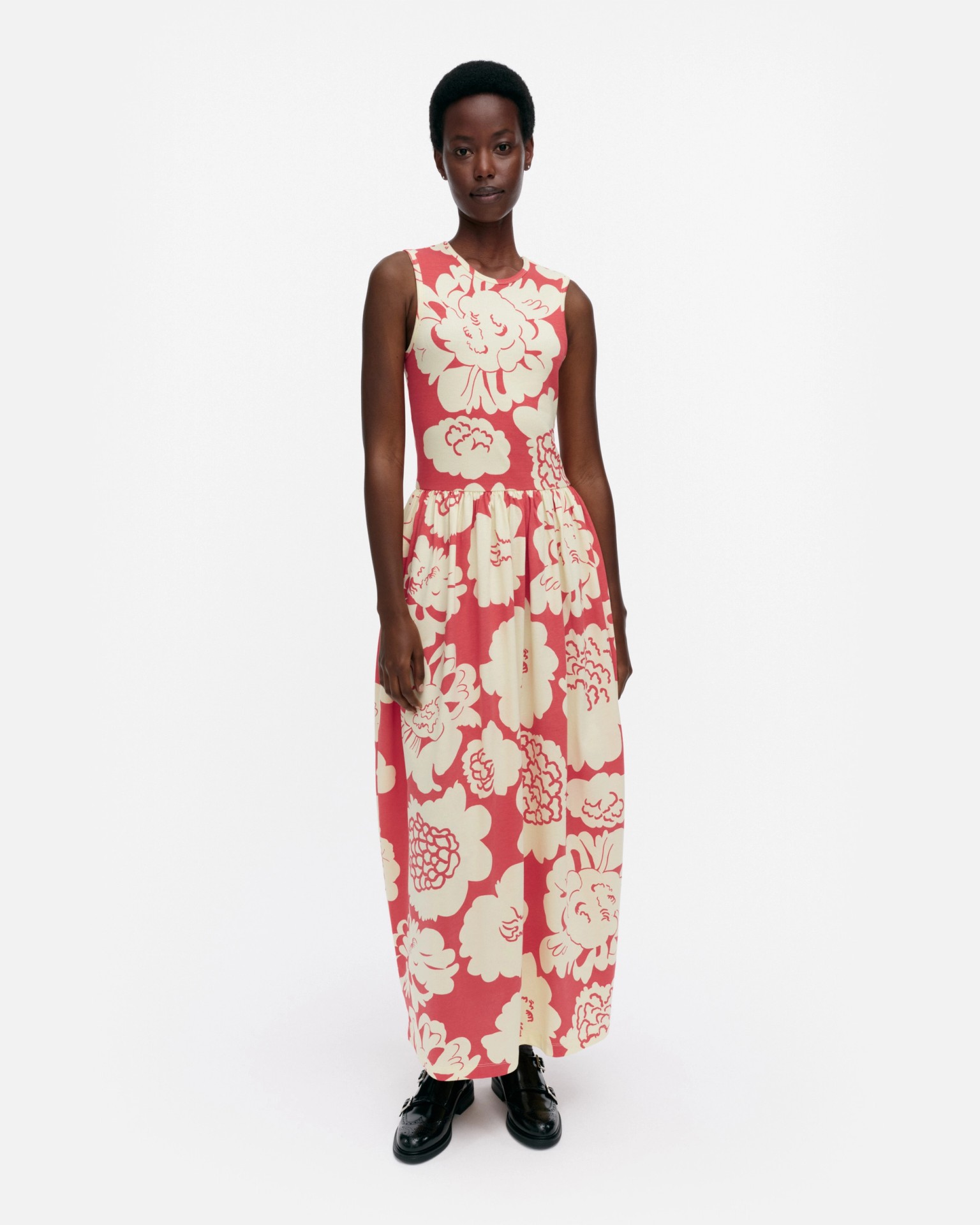 Drapèe Pioni, Dress, light yellow, red,