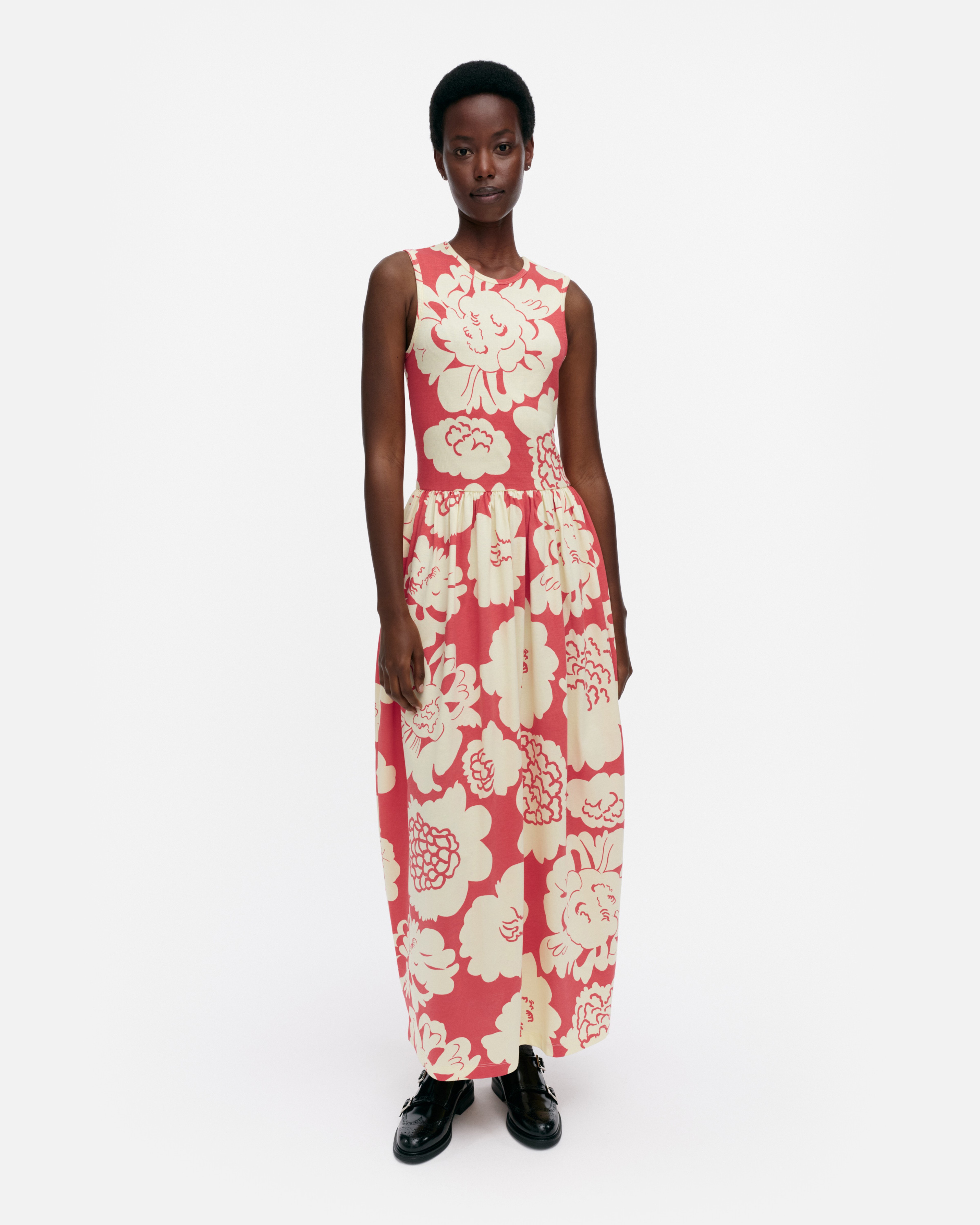 Drapèe Pioni, Dress, light yellow, red,