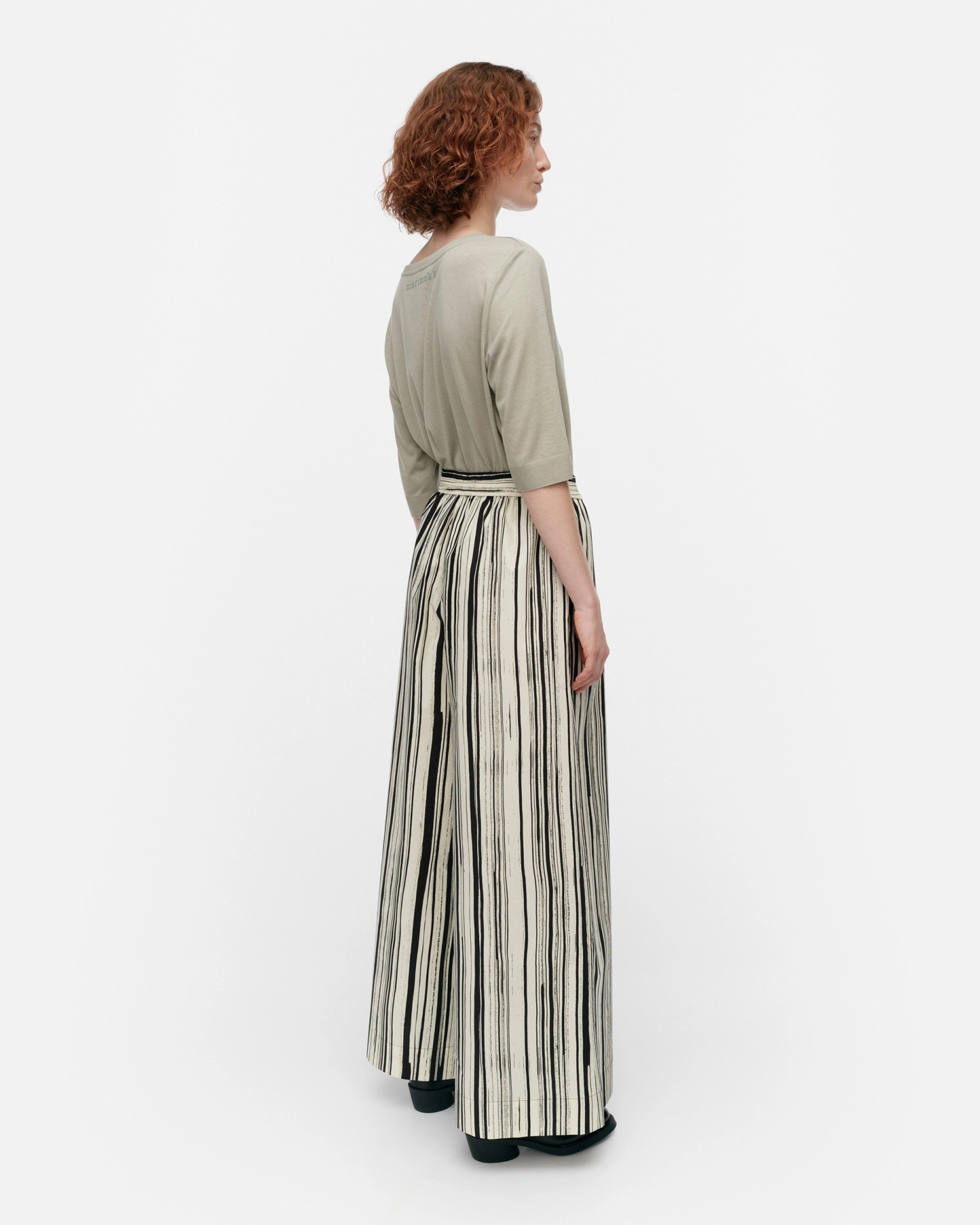 Kohti Siluetti, Cotton poplin trousers, light yellow, black,