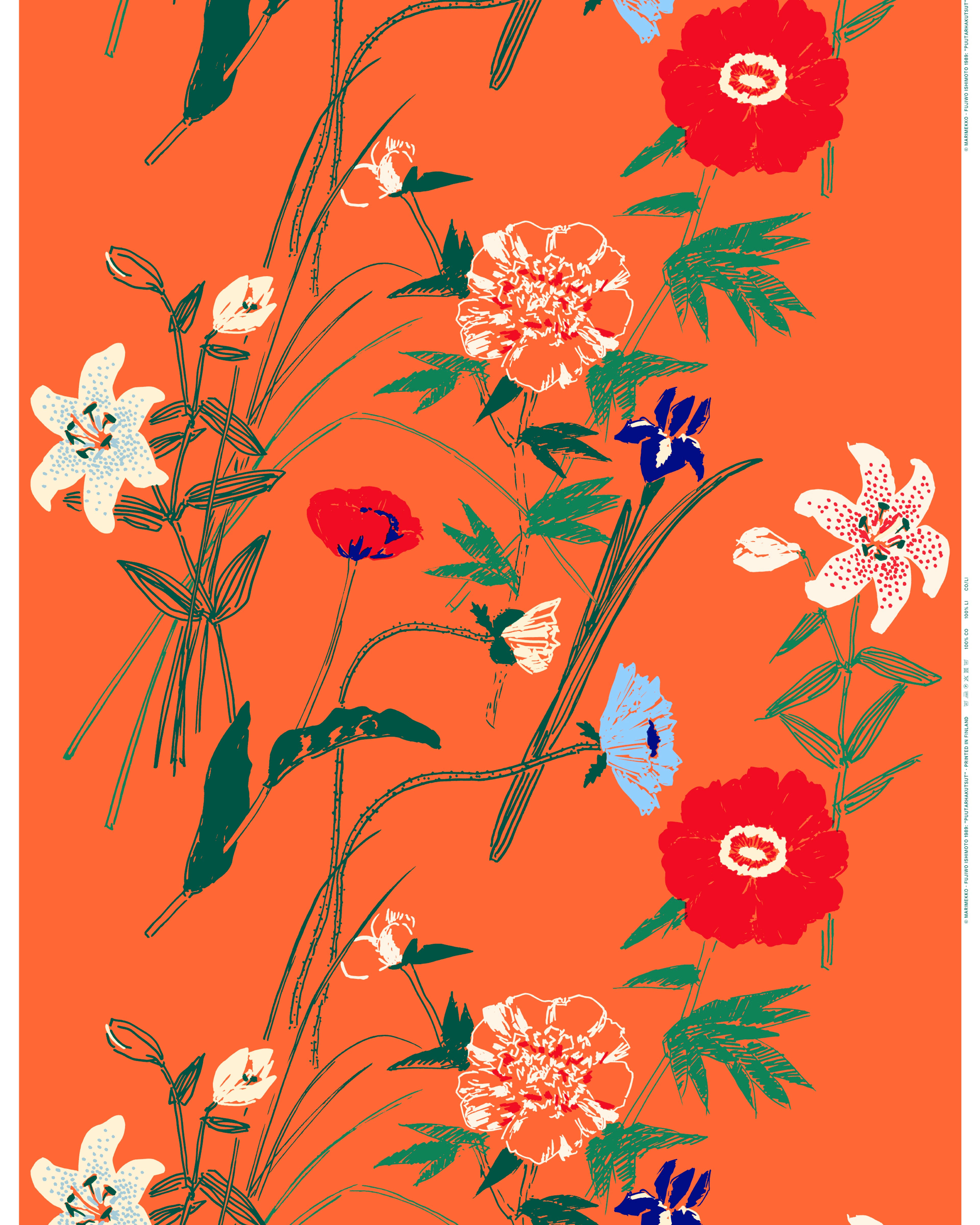 Puutarhakutsut, Cotton fabric, orange, multicolor,