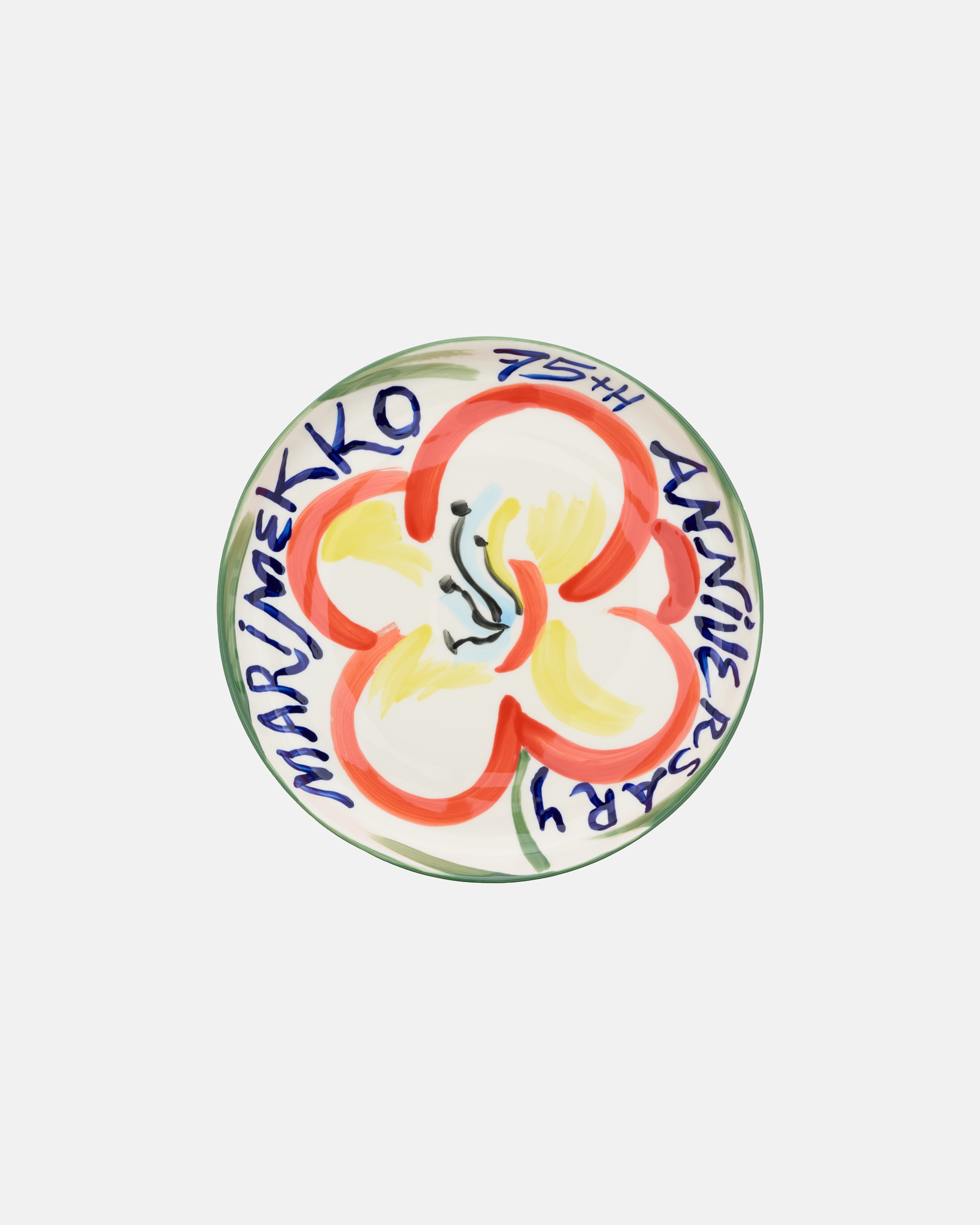 Oiva / Marimekko 75th anniversary, Collectible plate 32 cm, hand painted,