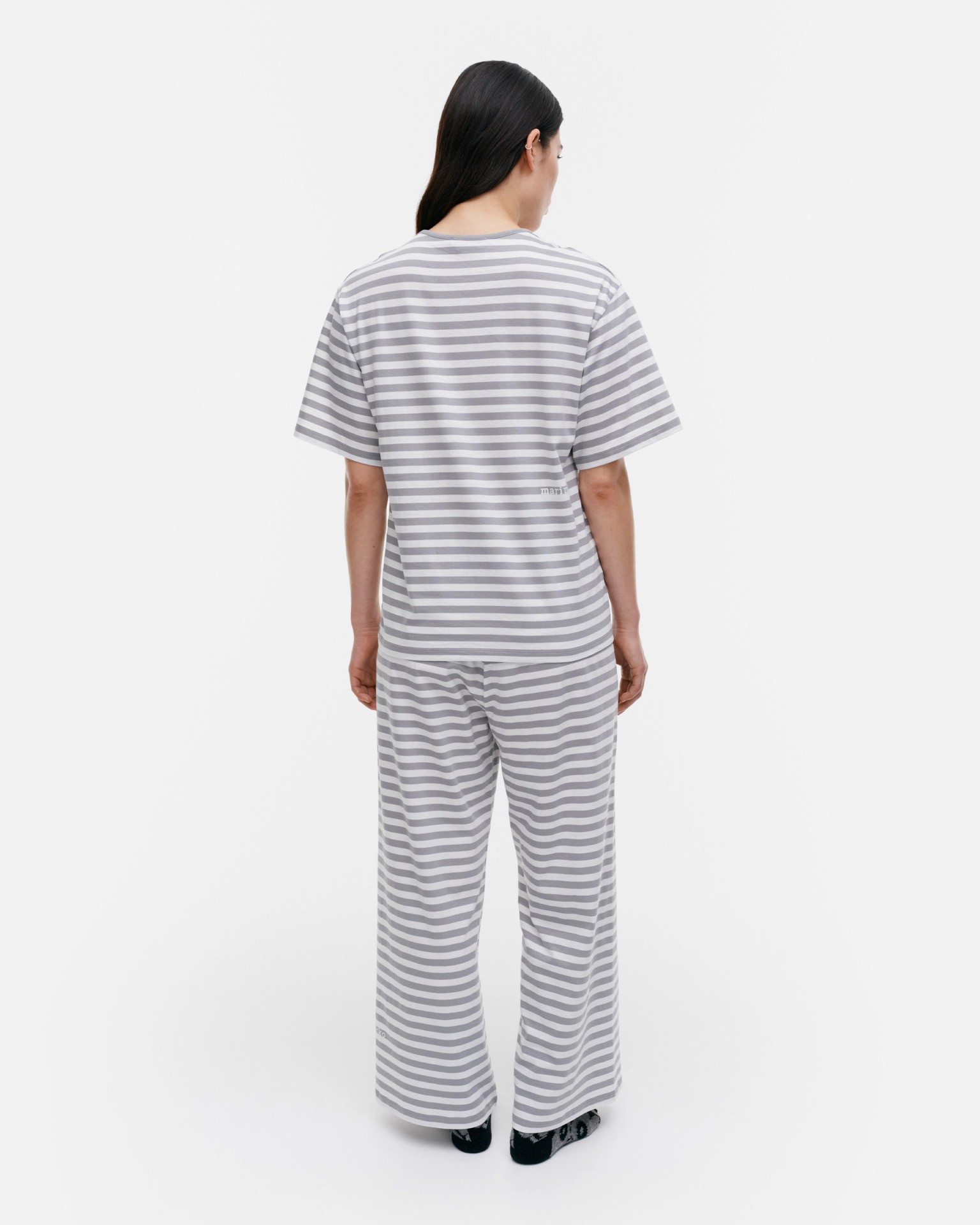 Kioski Raida Tasaraita Light, T-shirt, grey, white,