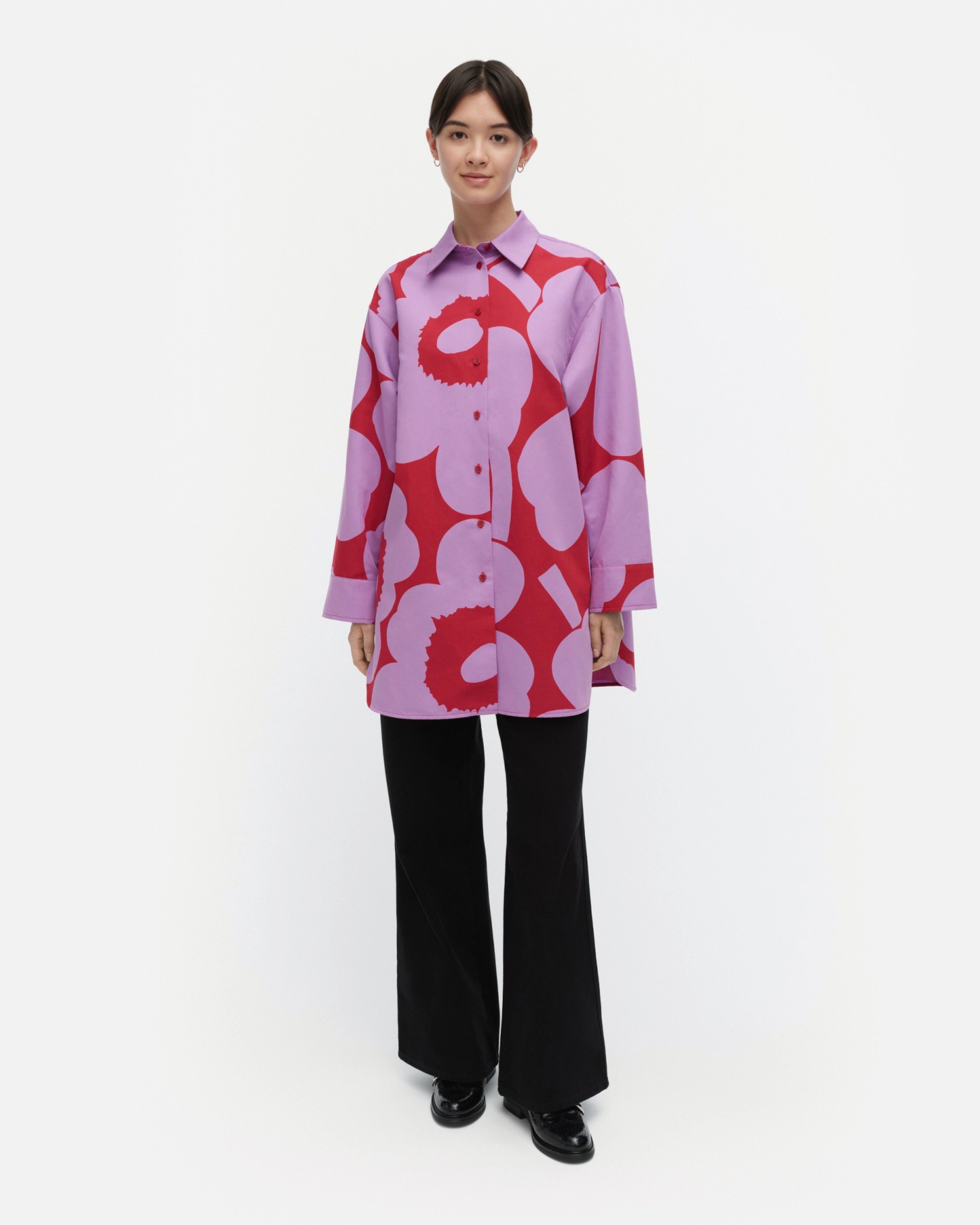 Heitto Unikko, Cotton linen shirt, purple, red,
