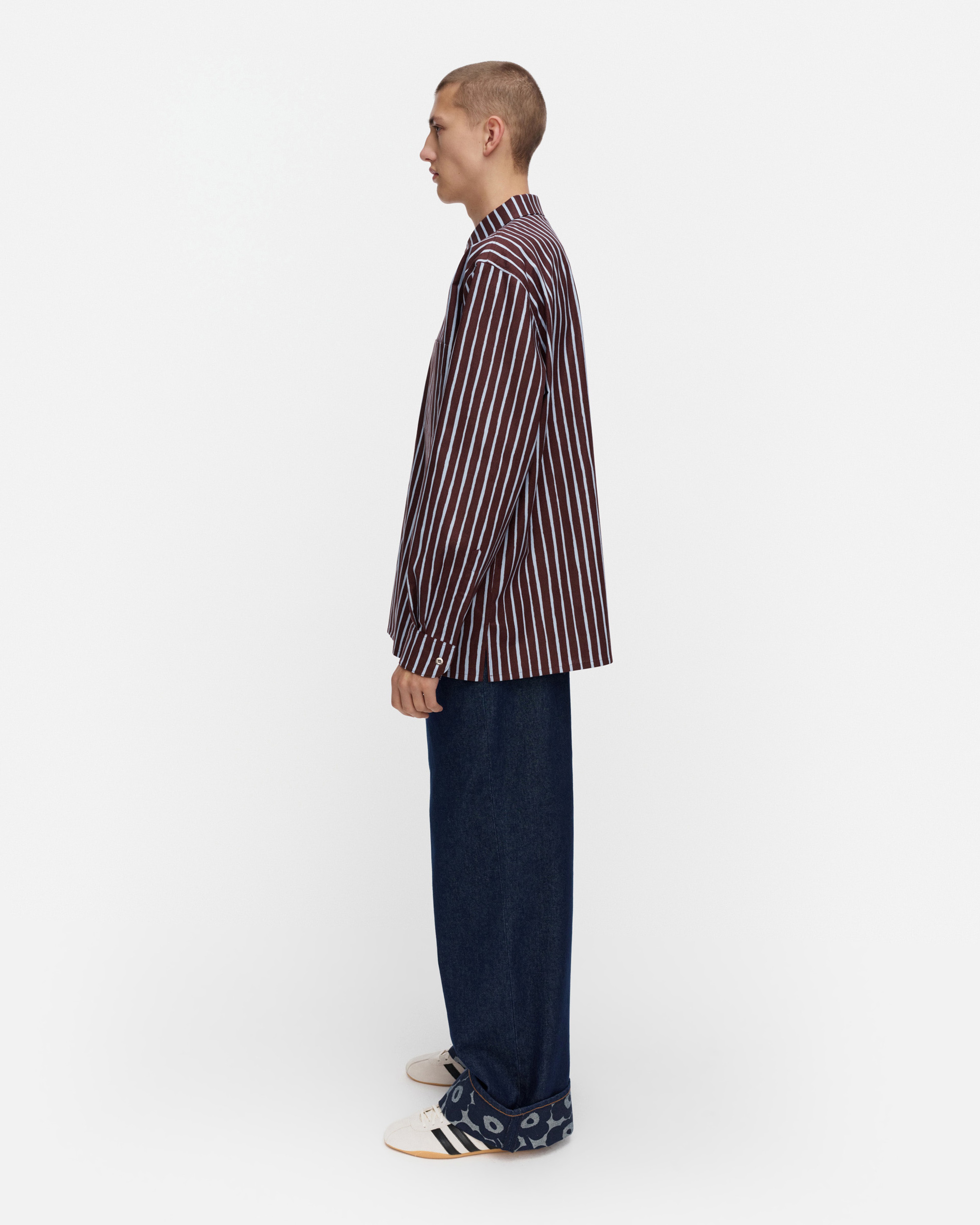 Jokapoika, Kioski cotton shirt, brown, light blue,