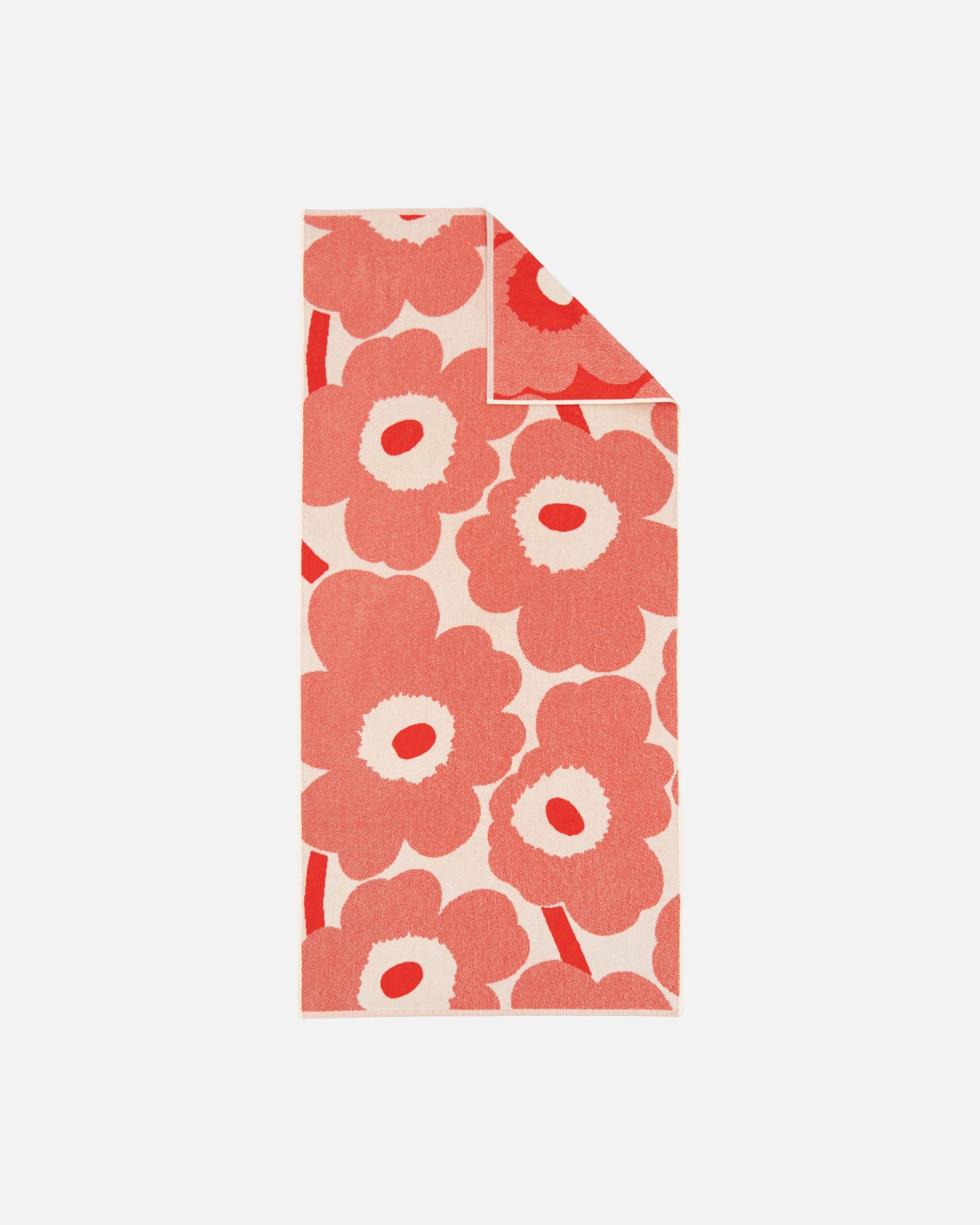 Unikko, Bath towel, off white, orange red,