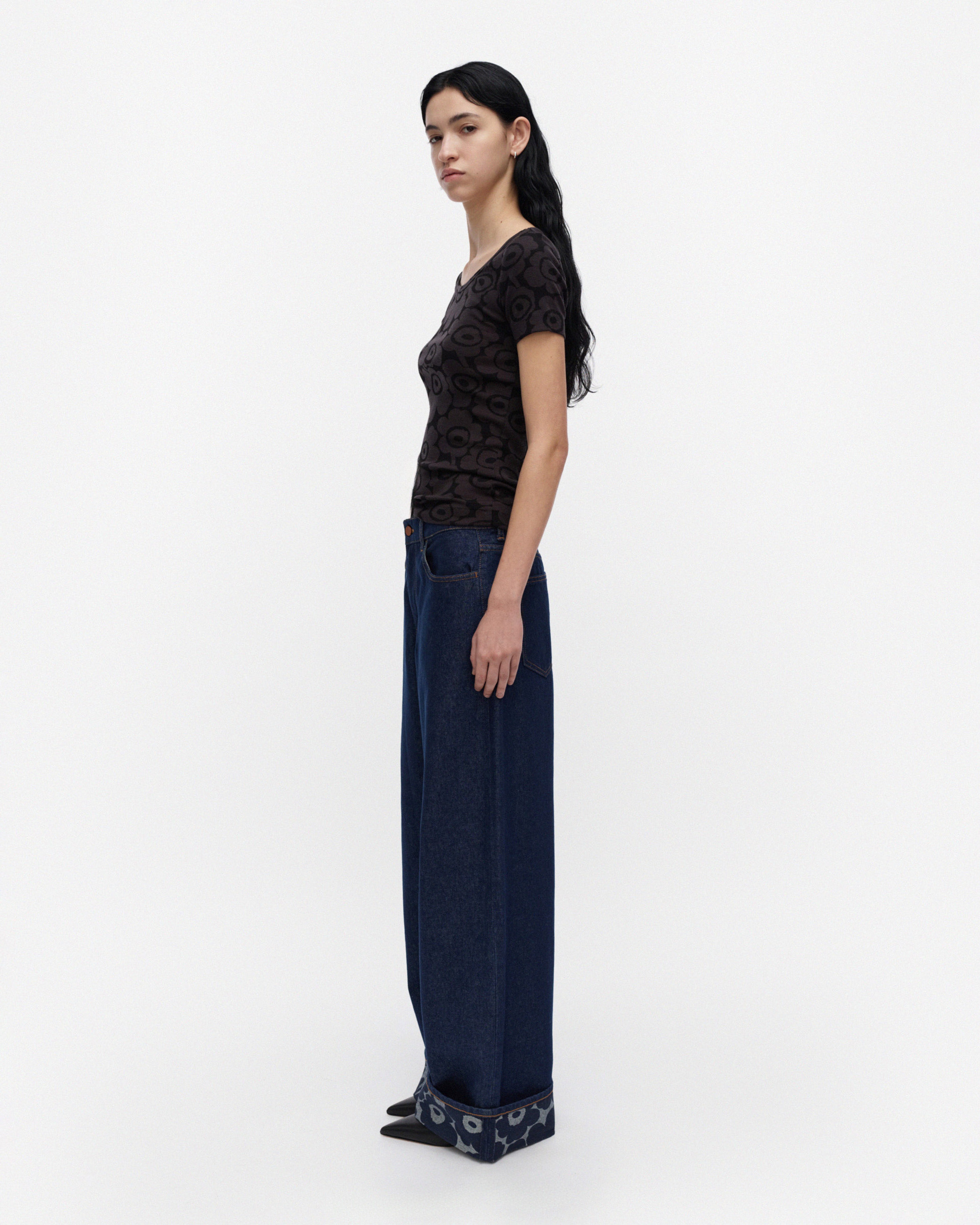 Liituma Unikko, Wool rib t-shirt, black, dark grey,