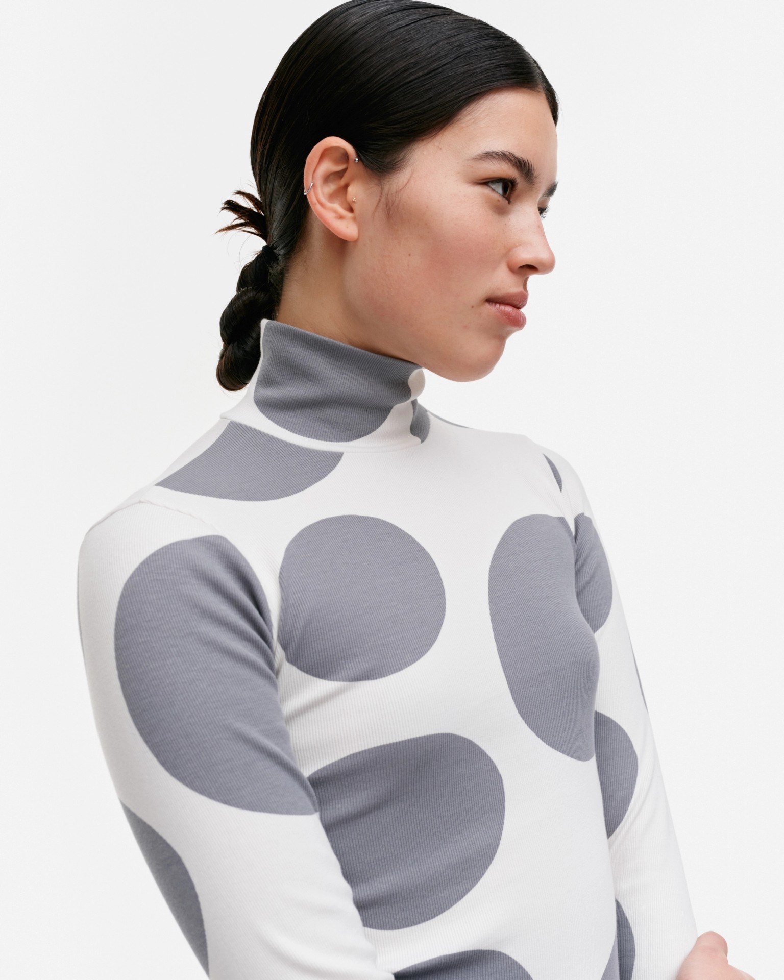 Lumia Klaava, Rib turtleneck top, off white, grey,