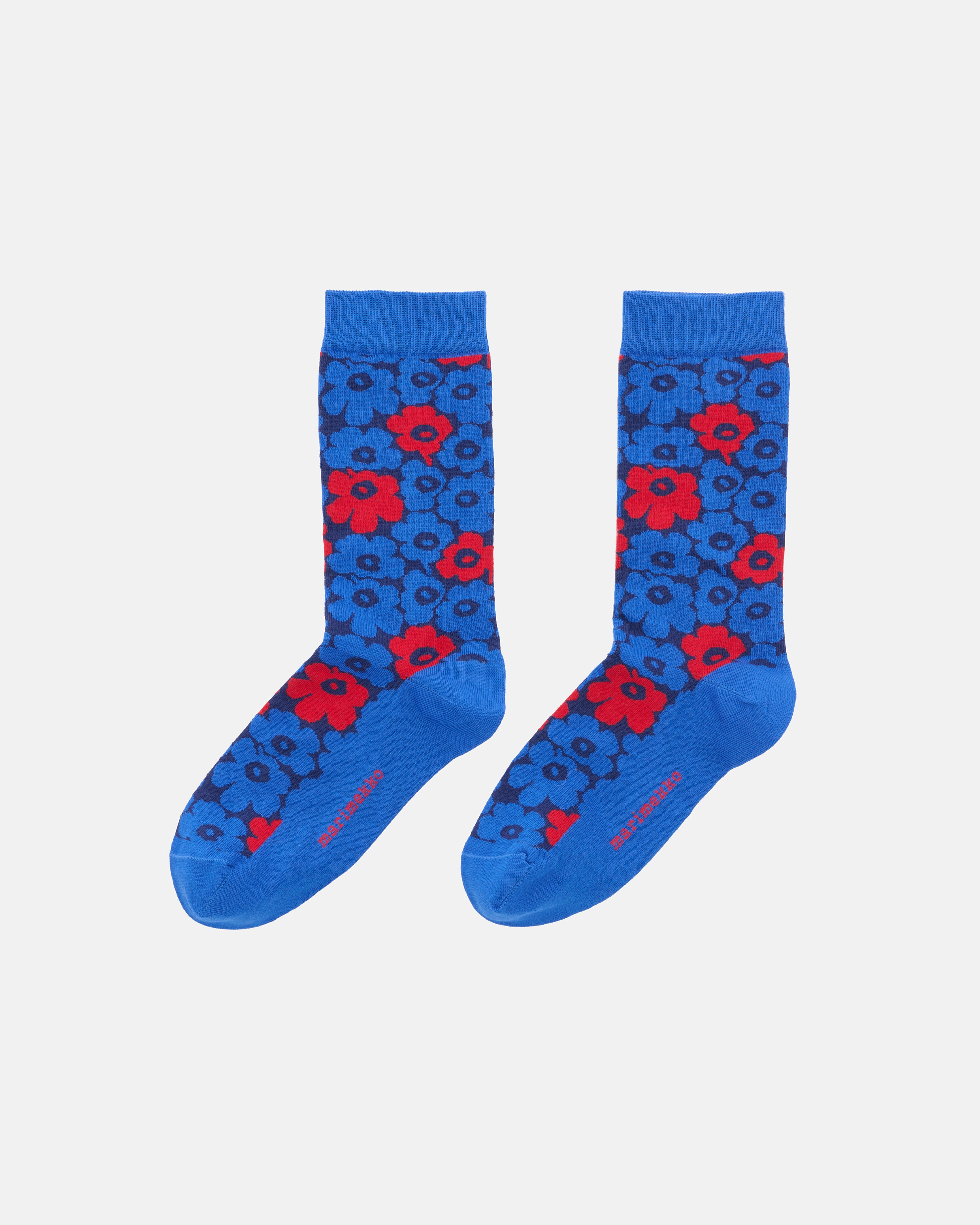 Linjaus Pikkuinen Unikko, Socks, blue, dark blue, red,