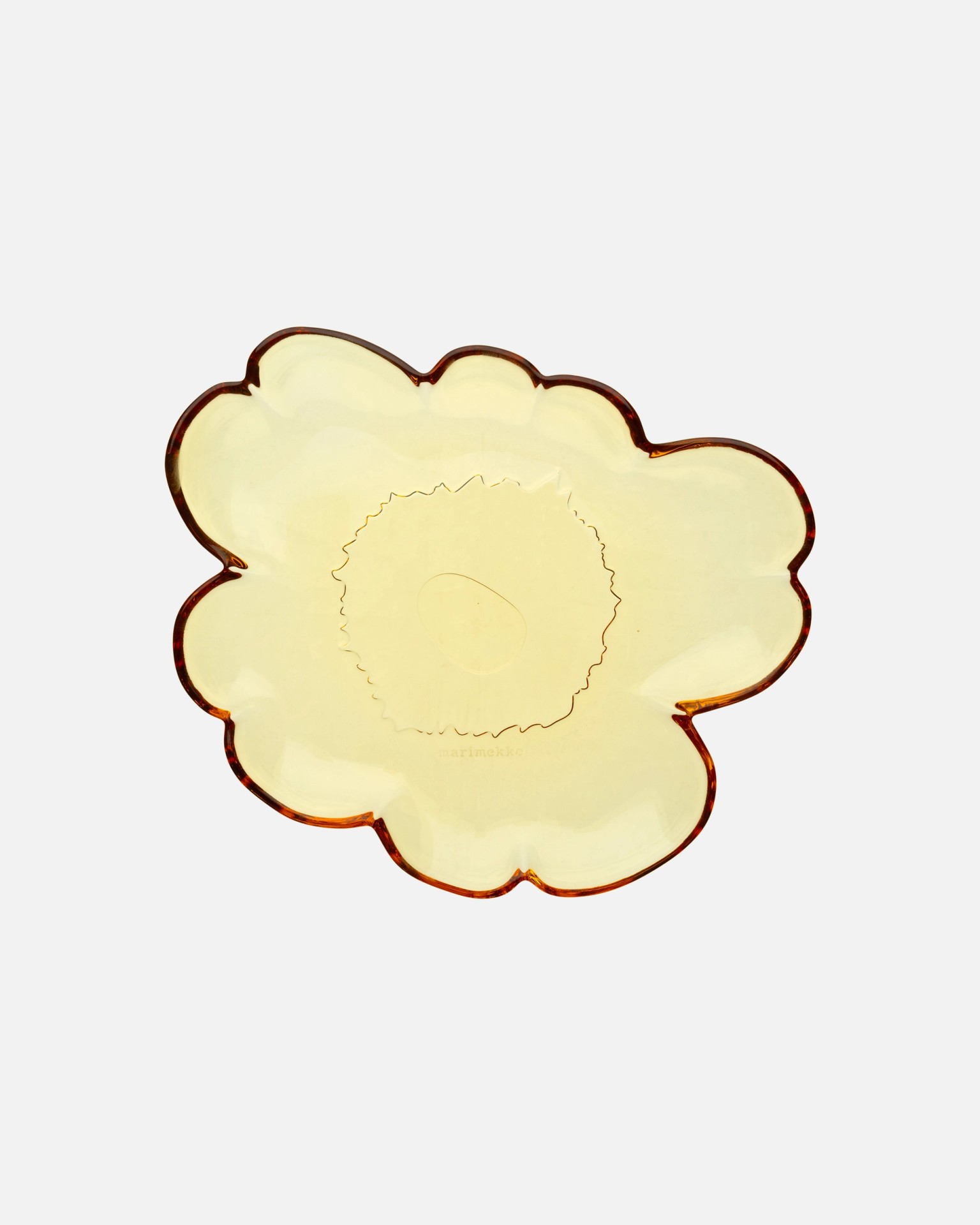 Unikko, Glass salad plate, amber,