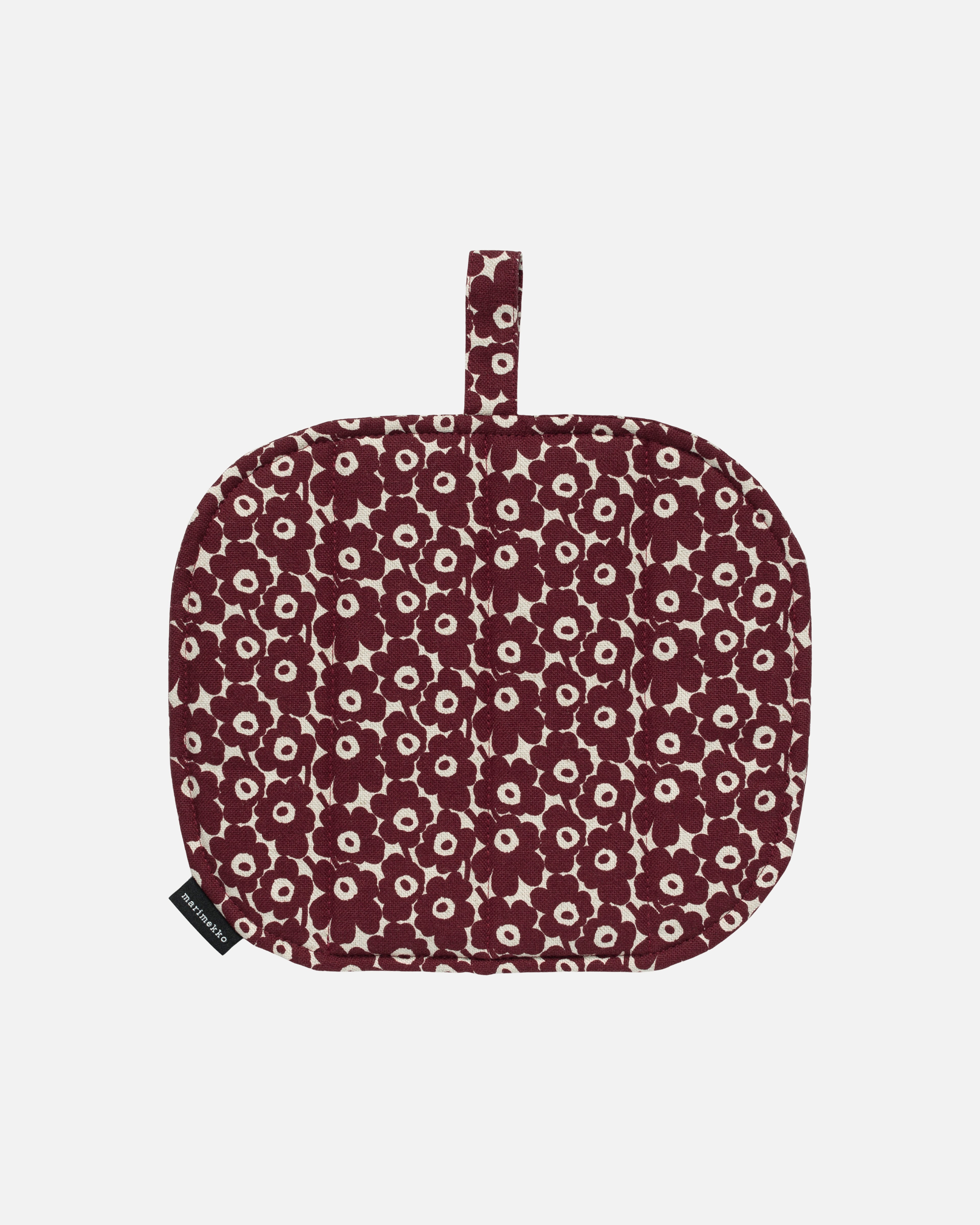 Pikkuinen Unikkko, Pot holder, linen, burgundy,