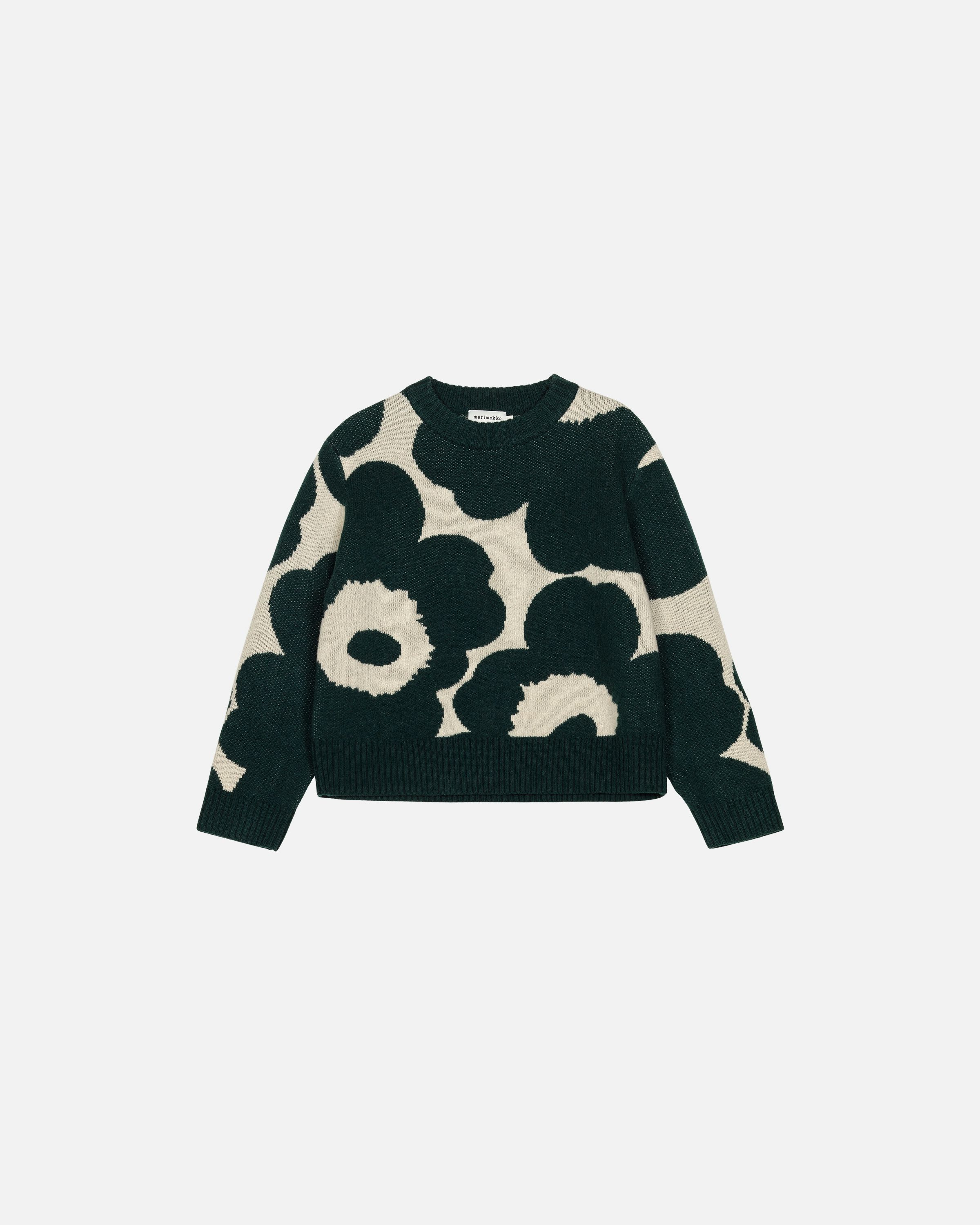 RWS Virtaus Unikko Knitted pullover dark green, off white | Marimekko