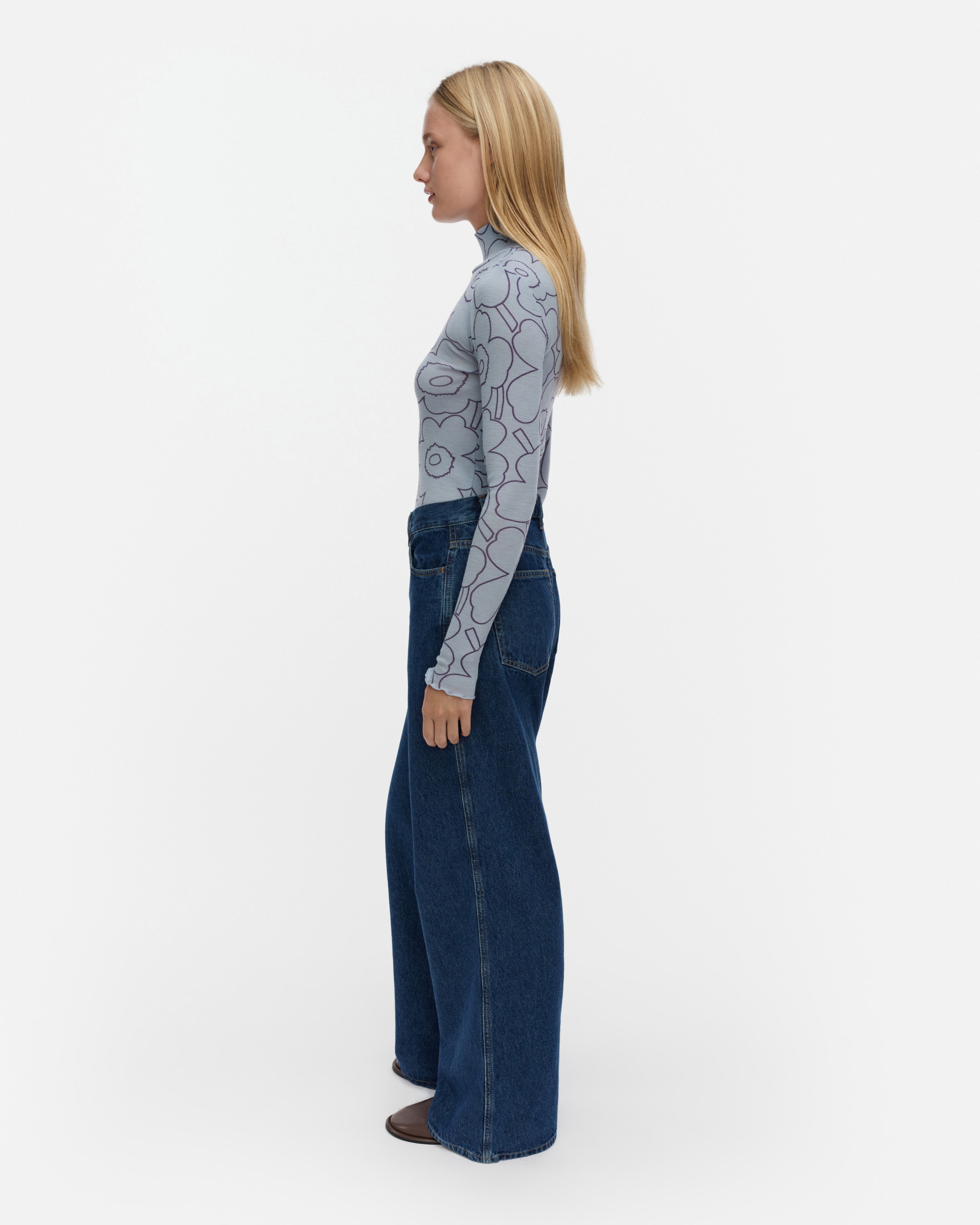 Häilyvä Piirto Unikko, Rib turtleneck shirt, light blue, dark blue,