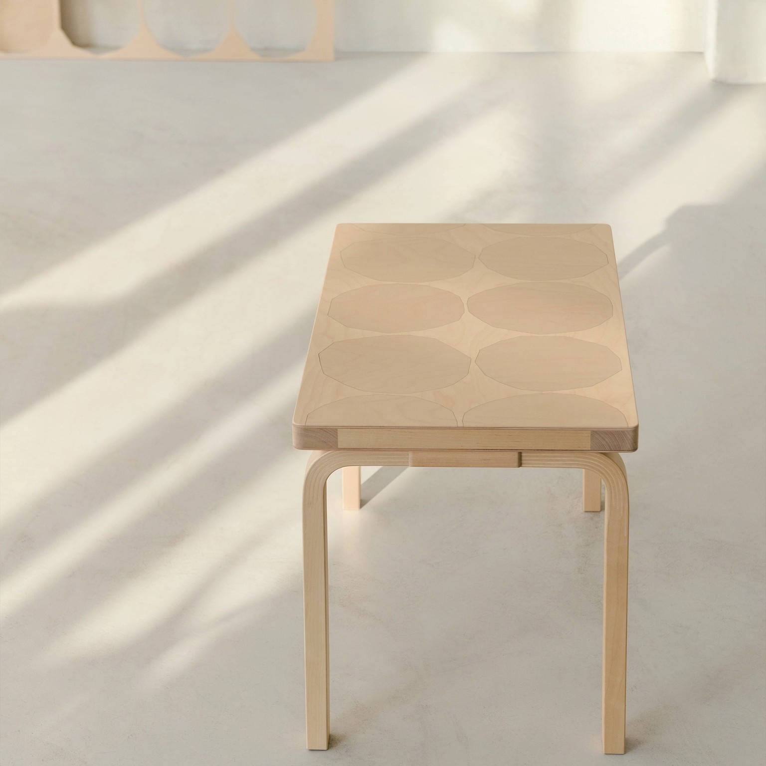 Bench with Kivet print from the Artek x Marimekko collaboration.