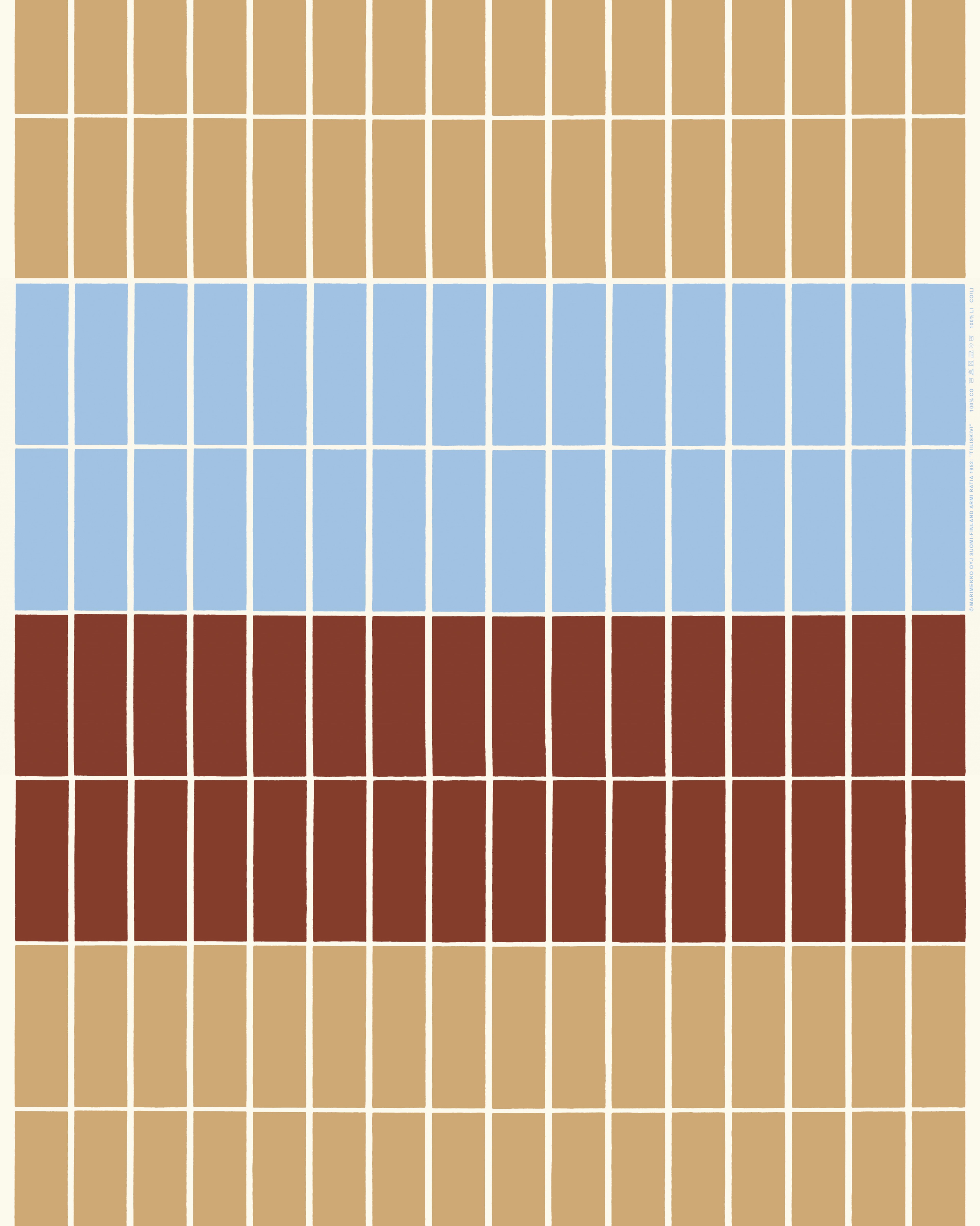 Tiiliskivi, Puuvillakangas, beige, v.sininen, punaruskea,