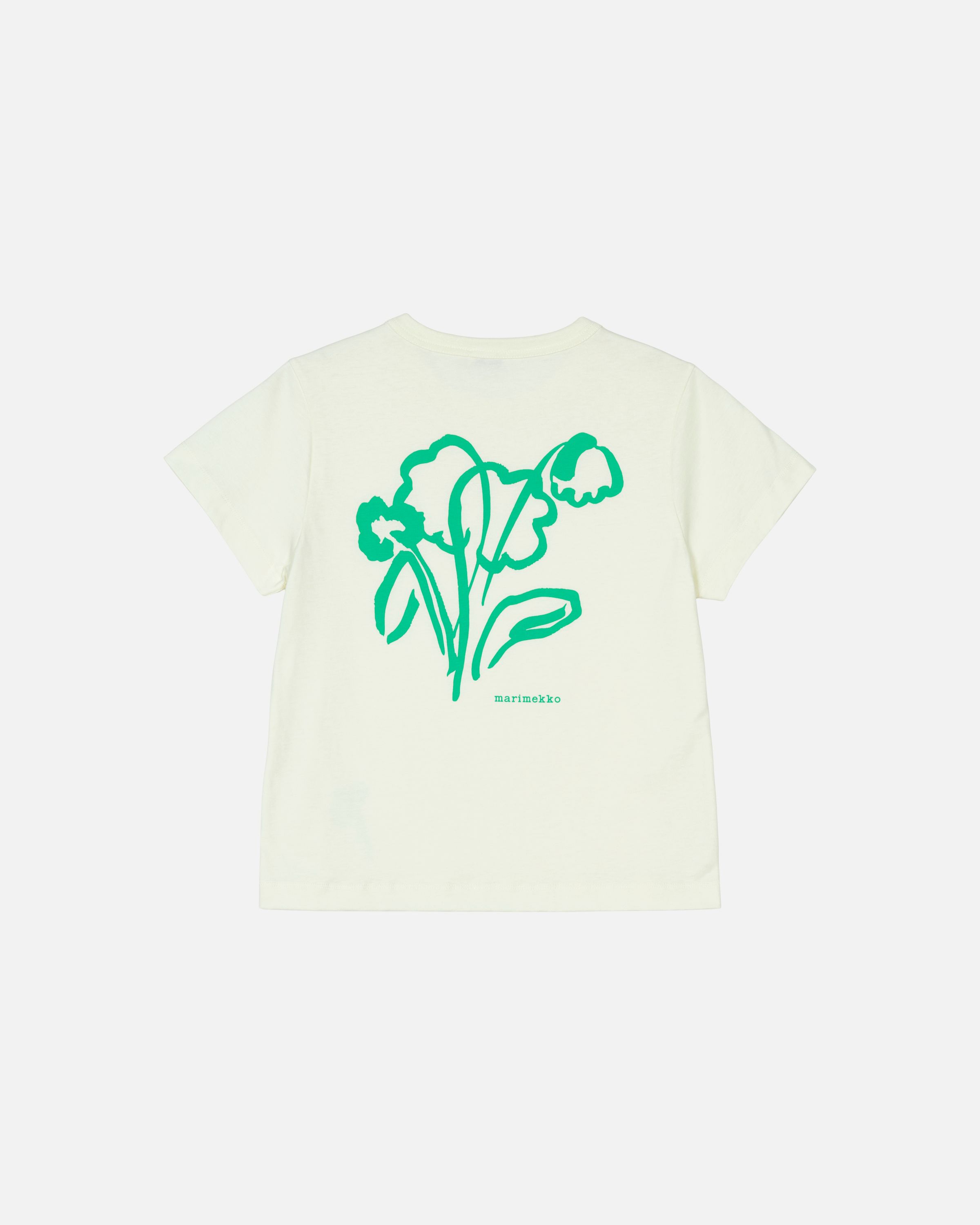 Tämmöne Ensikukat Placement T-shirt white, green | Marimekko