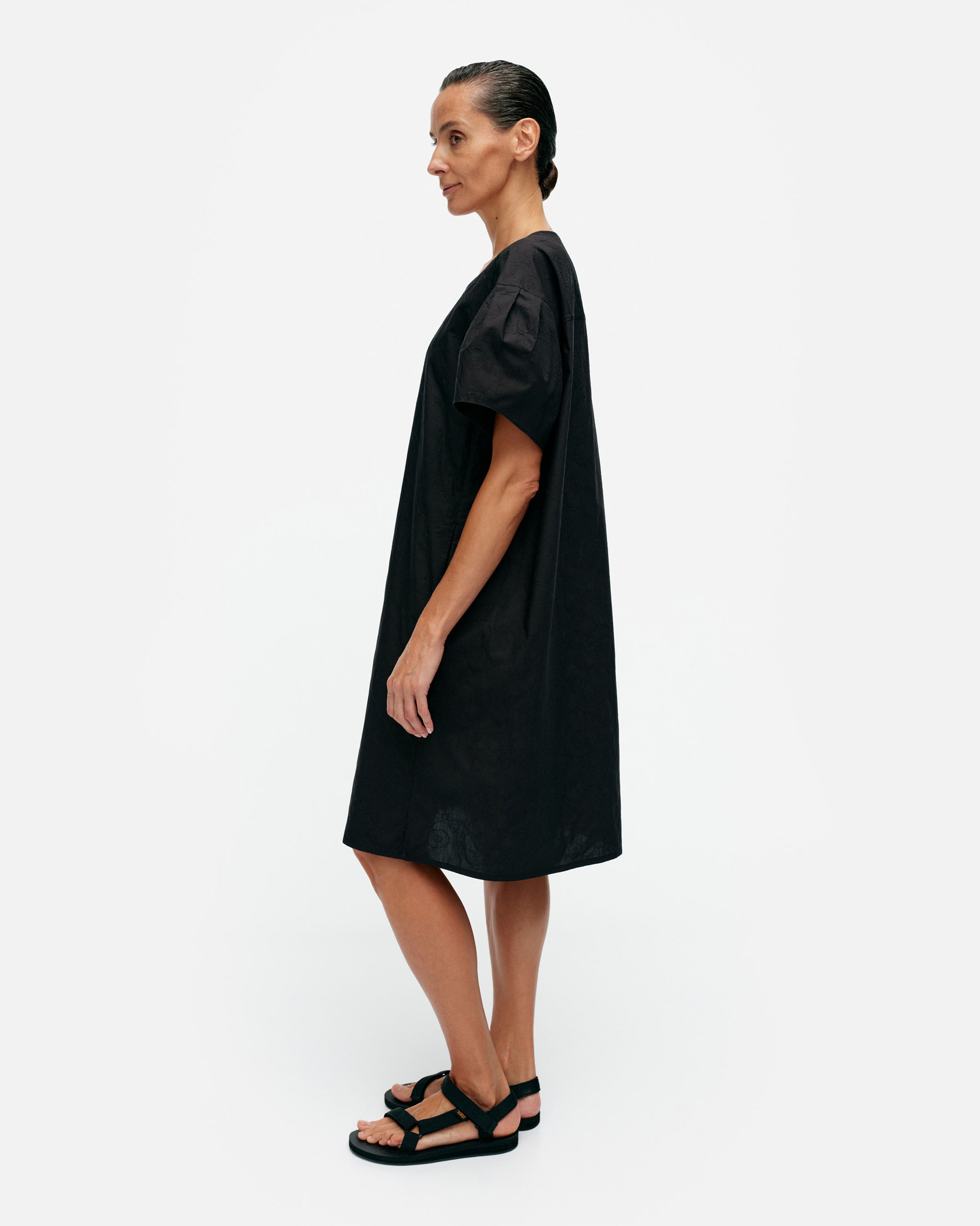 Vuolle Mini Unikko, Puuvillapopliinimekko, musta,