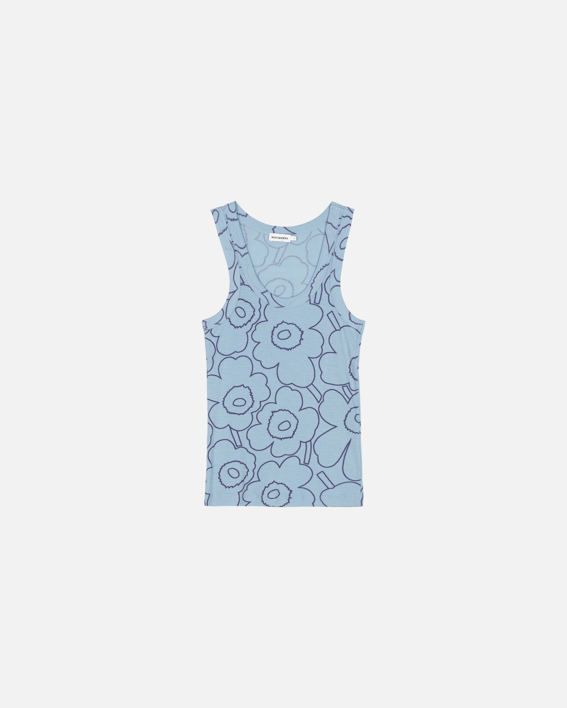 marimekko タンクトップ PIIRTO UNIKKO Höyste Piirto Unikko Rib top light blue, dark blue | Marimekko