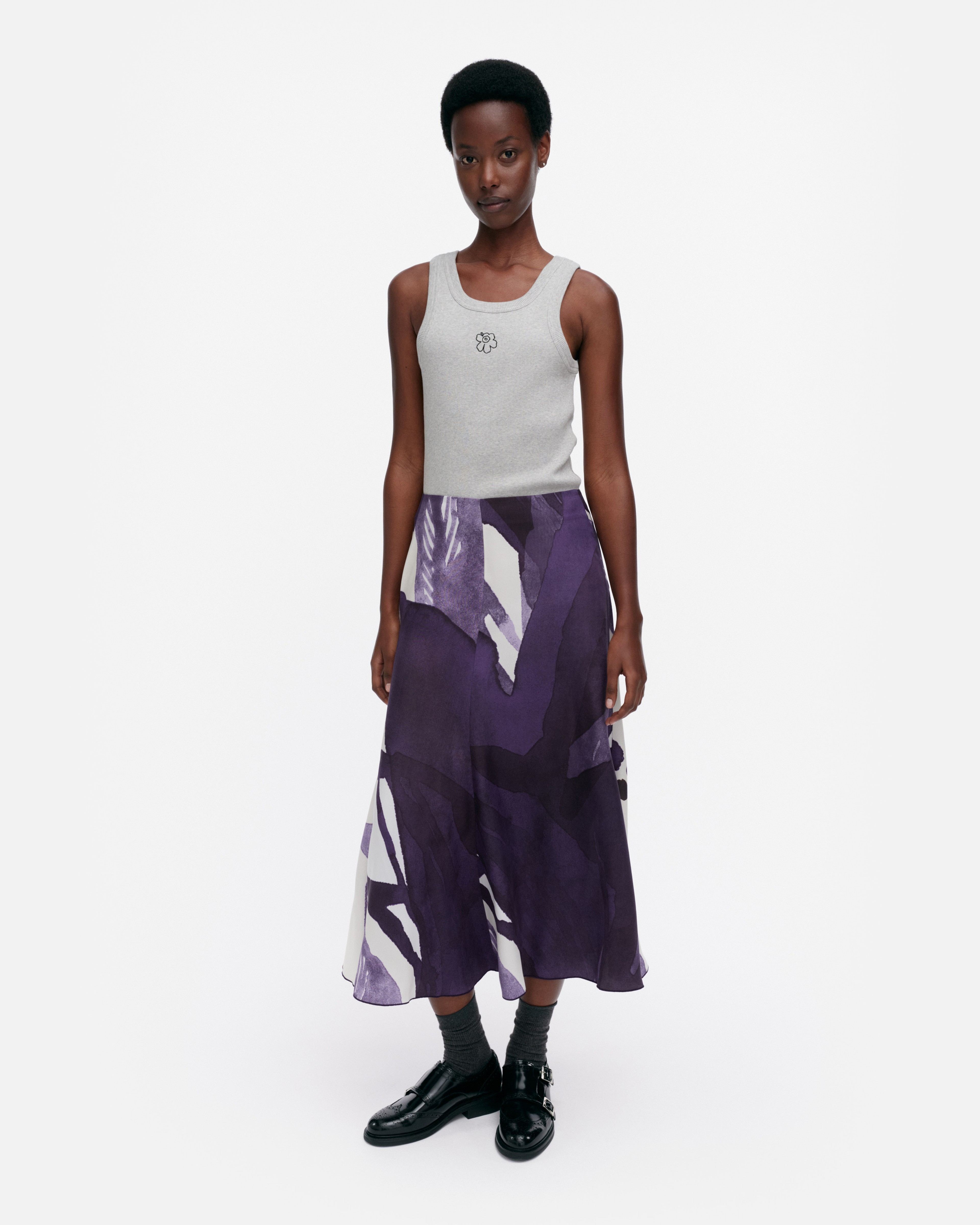 Muovaus Kylmänkukka, Skirt, violet, off white,