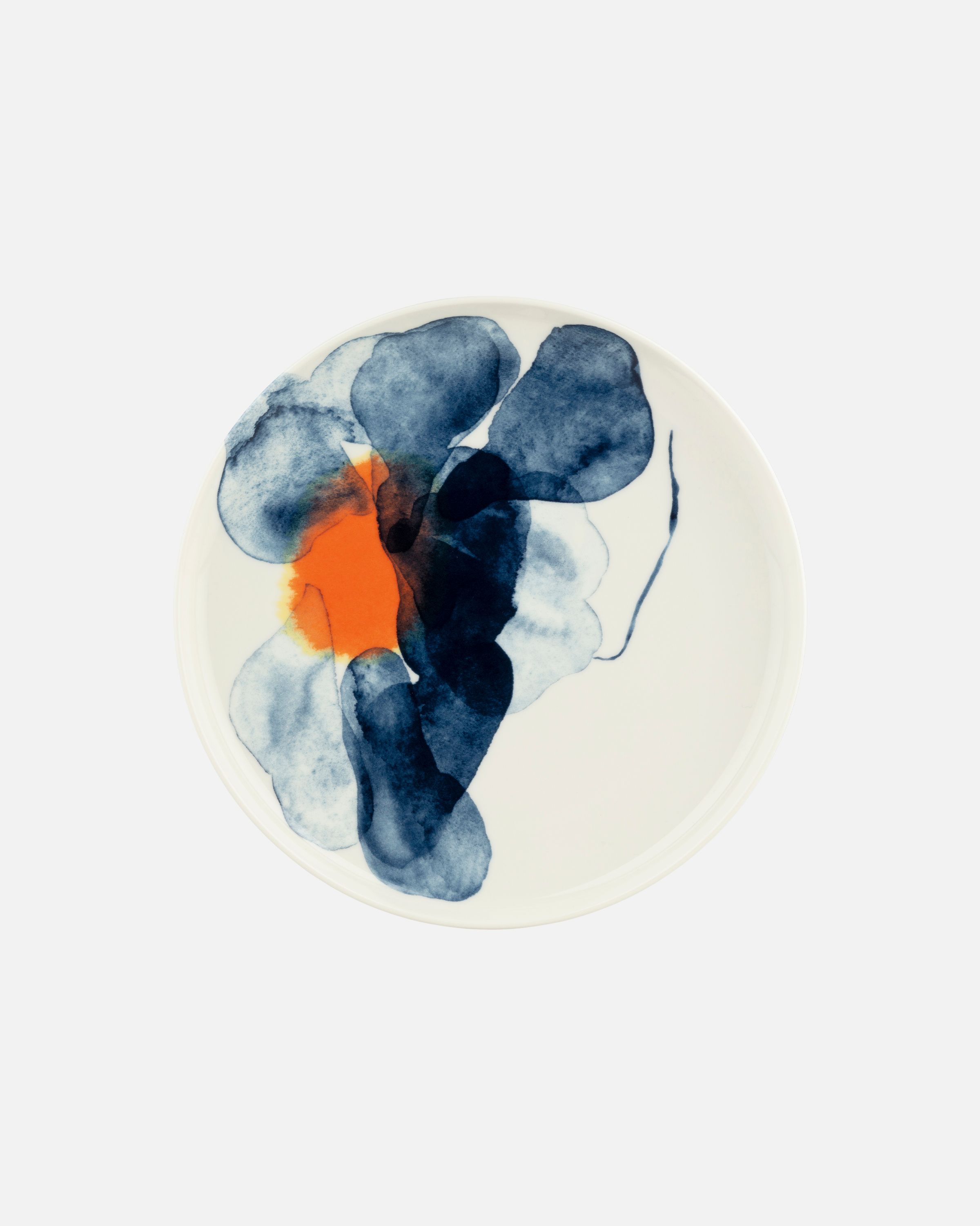Oiva / Valssi Plate 25 cm white, blue, orange | Marimekko