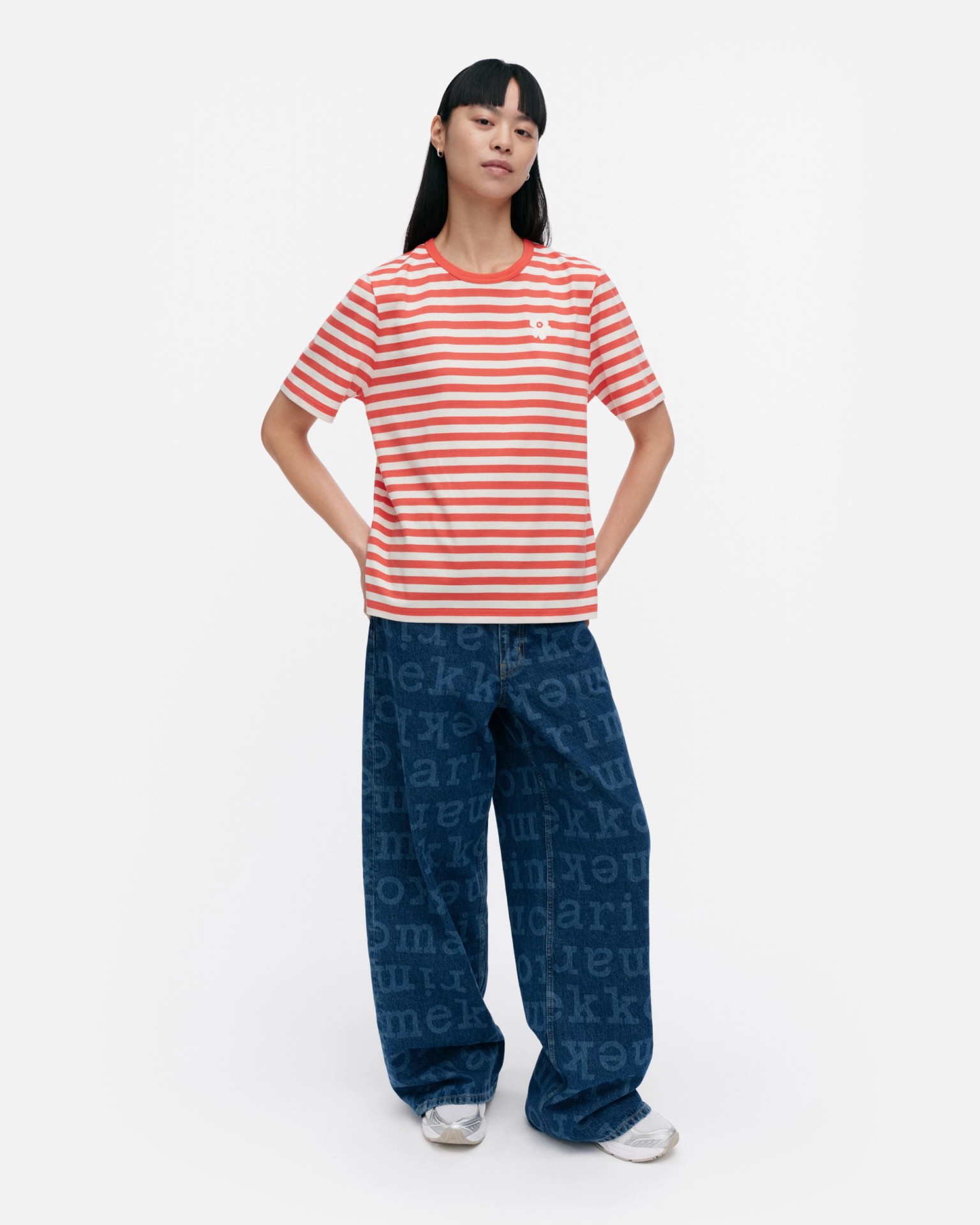 Tasaraita Unikko, Kioski t-shirt, red, off white,