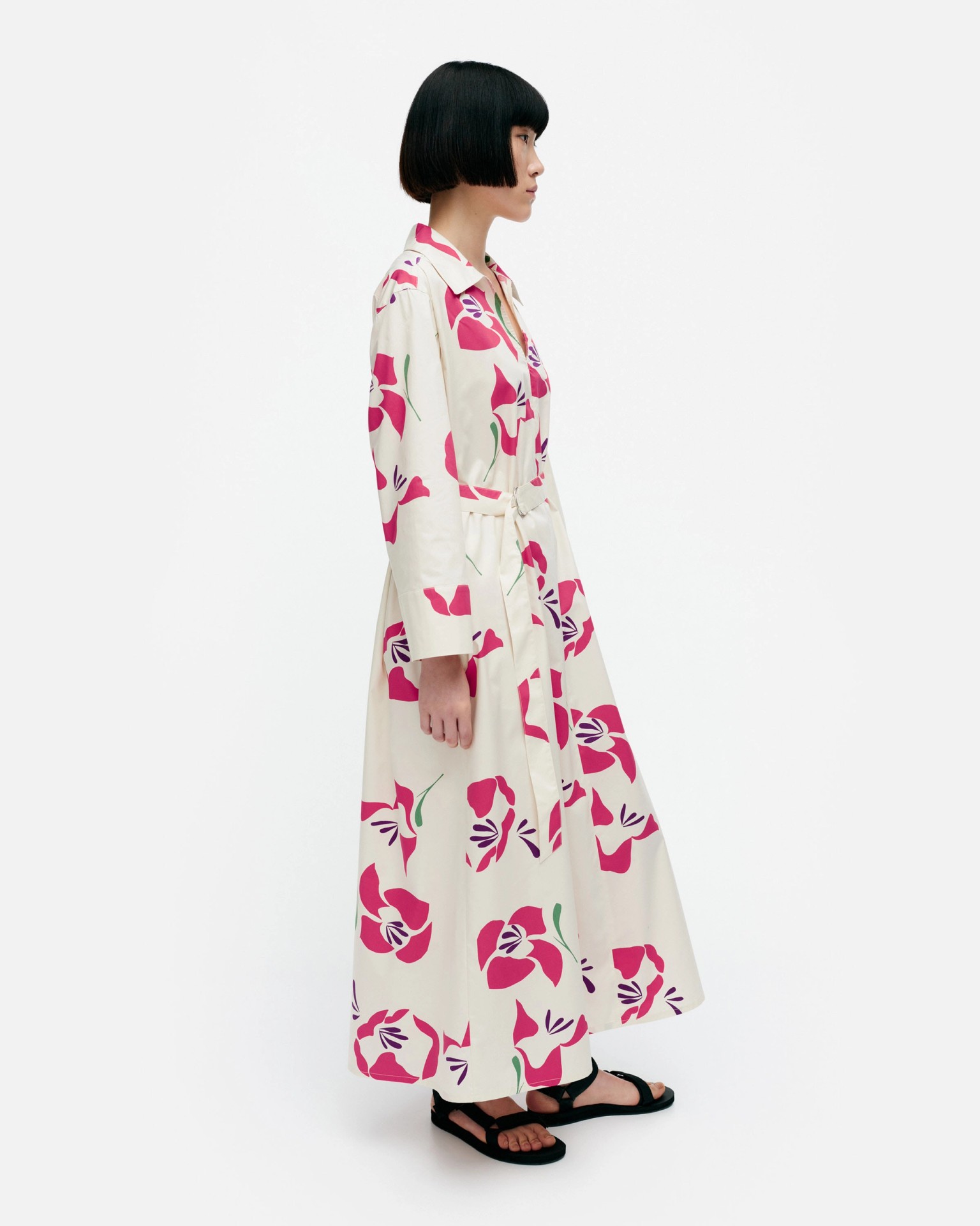 Perenna Helakka, Cotton poplin dress, off-white, fuchsia, dk.purple,