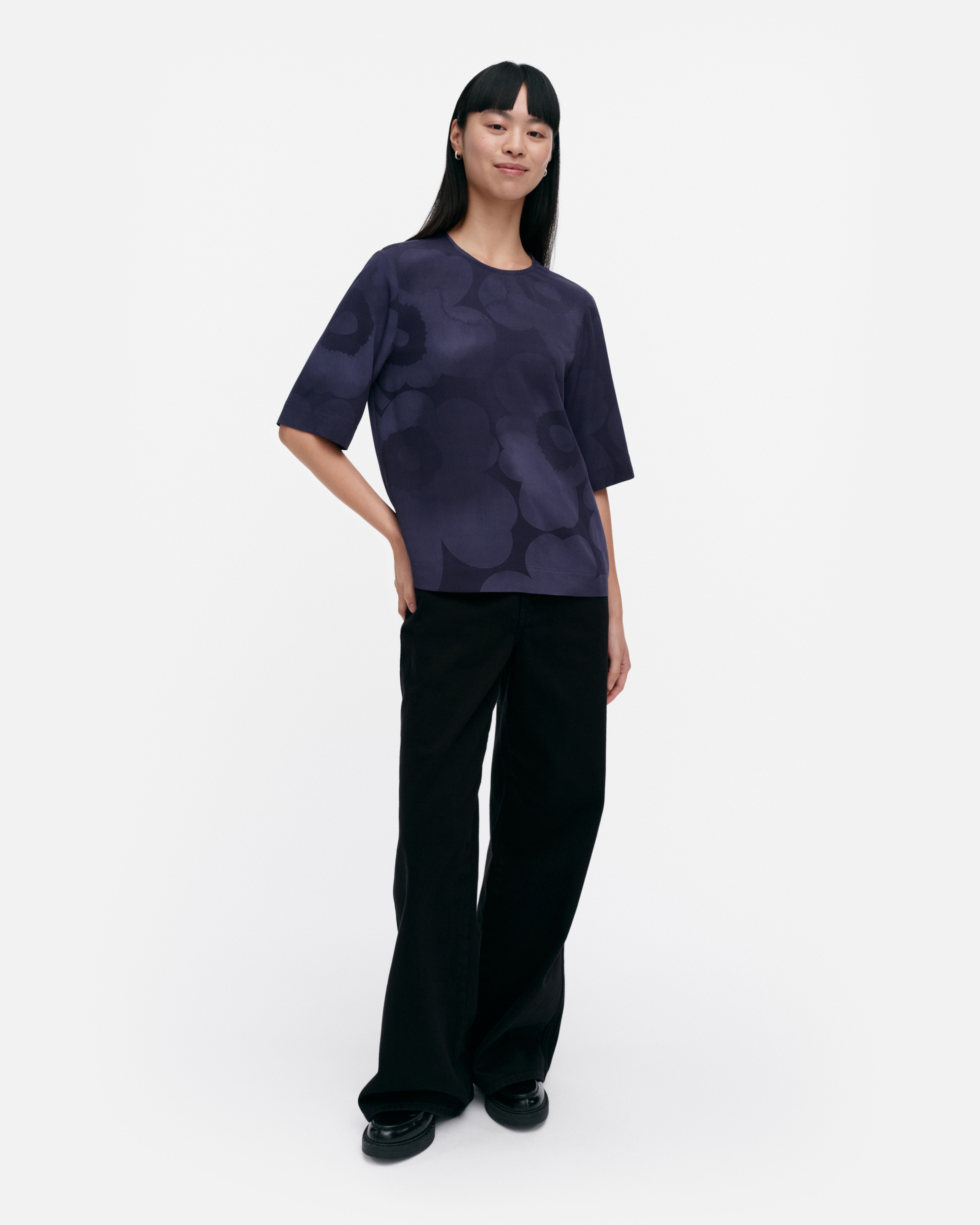 Plantaasi Akvarelli Unikko, Shirt, dark blue, blue,