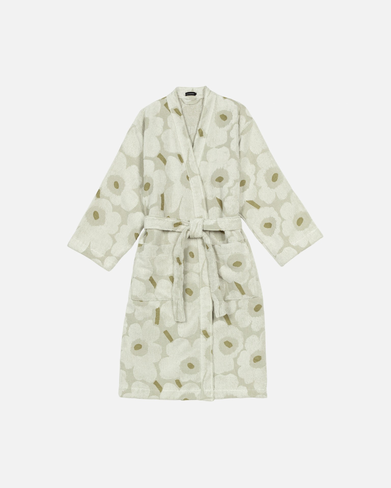 Unikko, Bathrobe, green umber, cream,