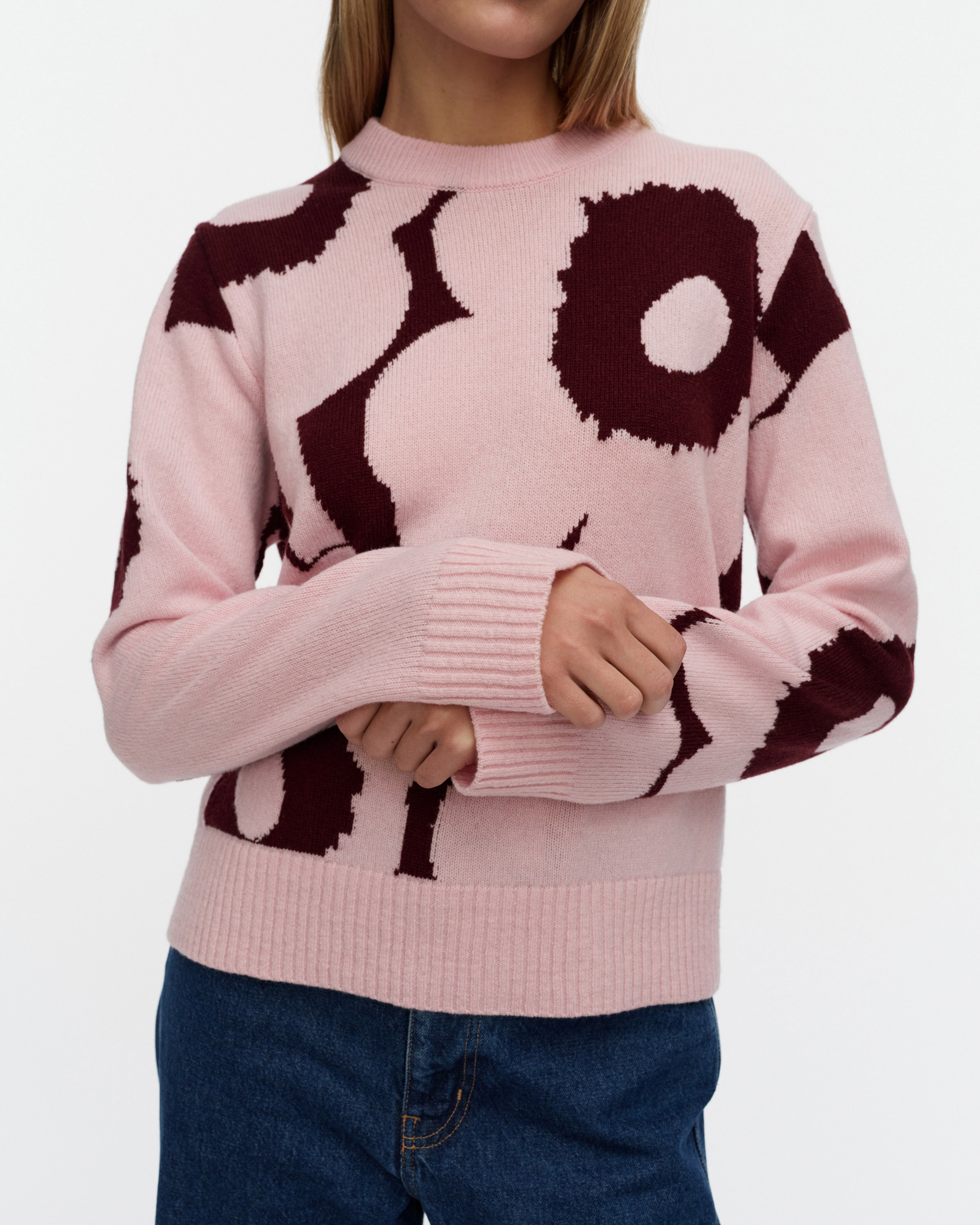 Aatto Unikko, Knitted pullover, light pink, wine red,
