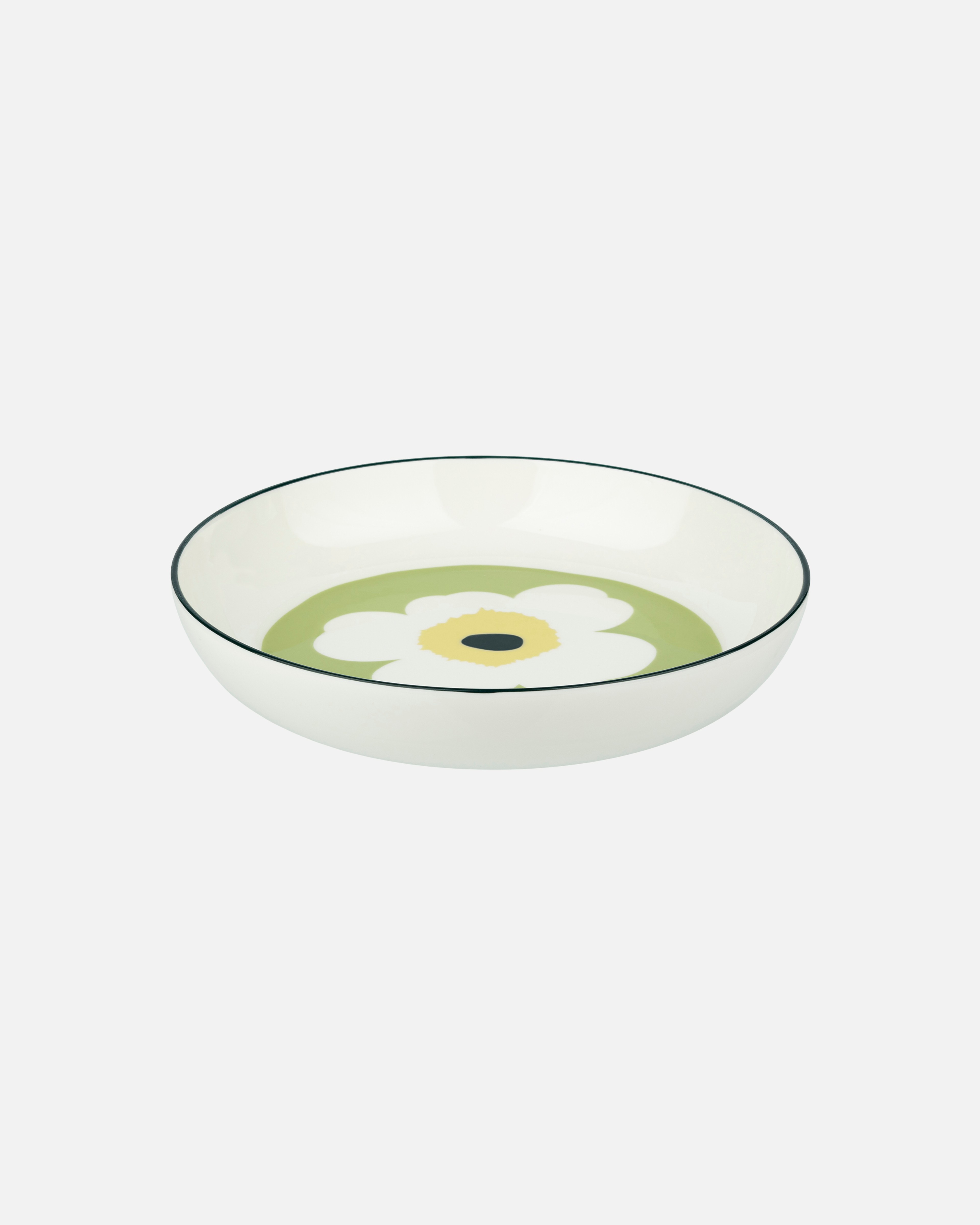 Oiva / Unikko, Deep plate 20,5 cm, white, pear, melon, dk.green,