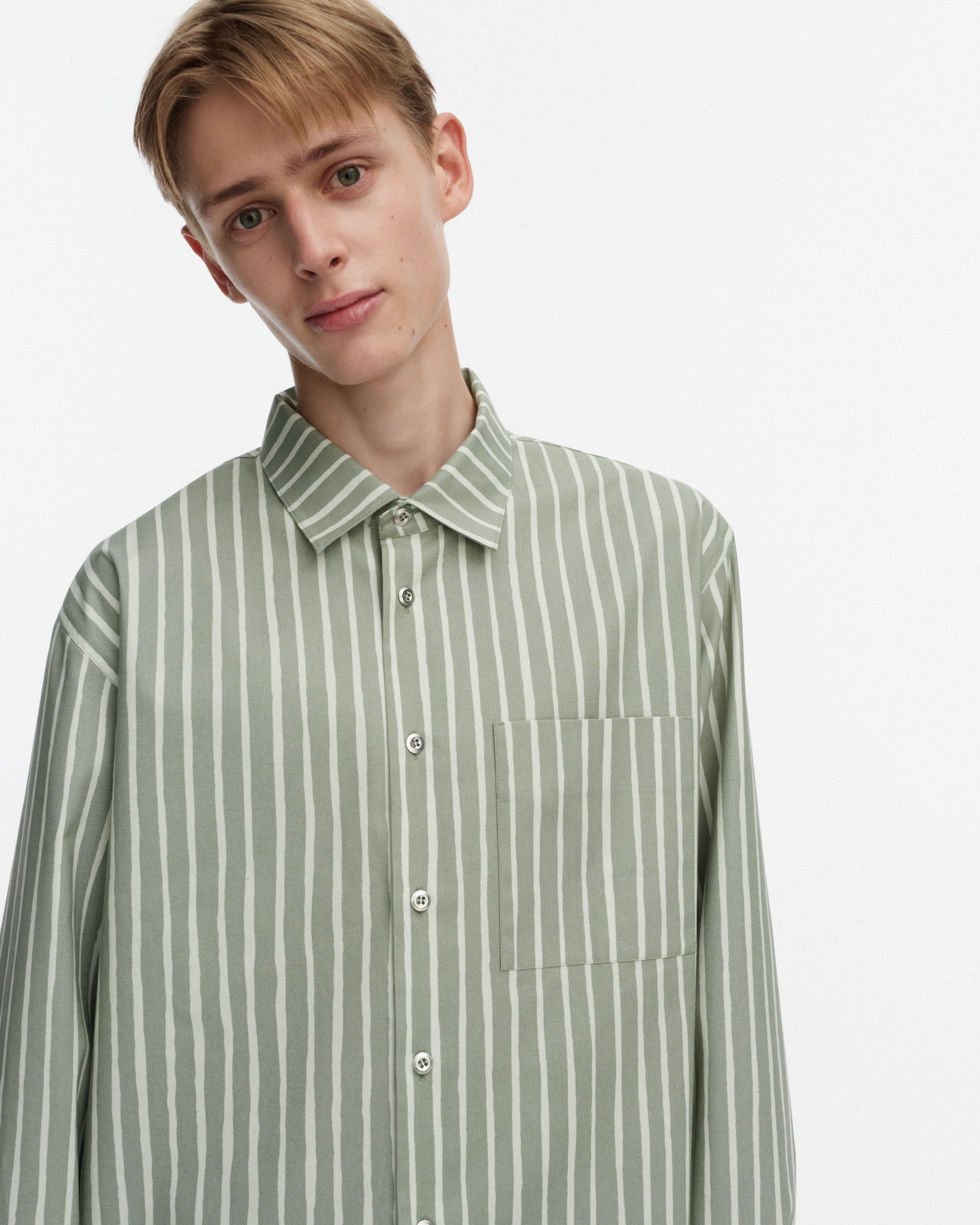 Jokapoika Kioski cotton shirt light green, light green | Marimekko