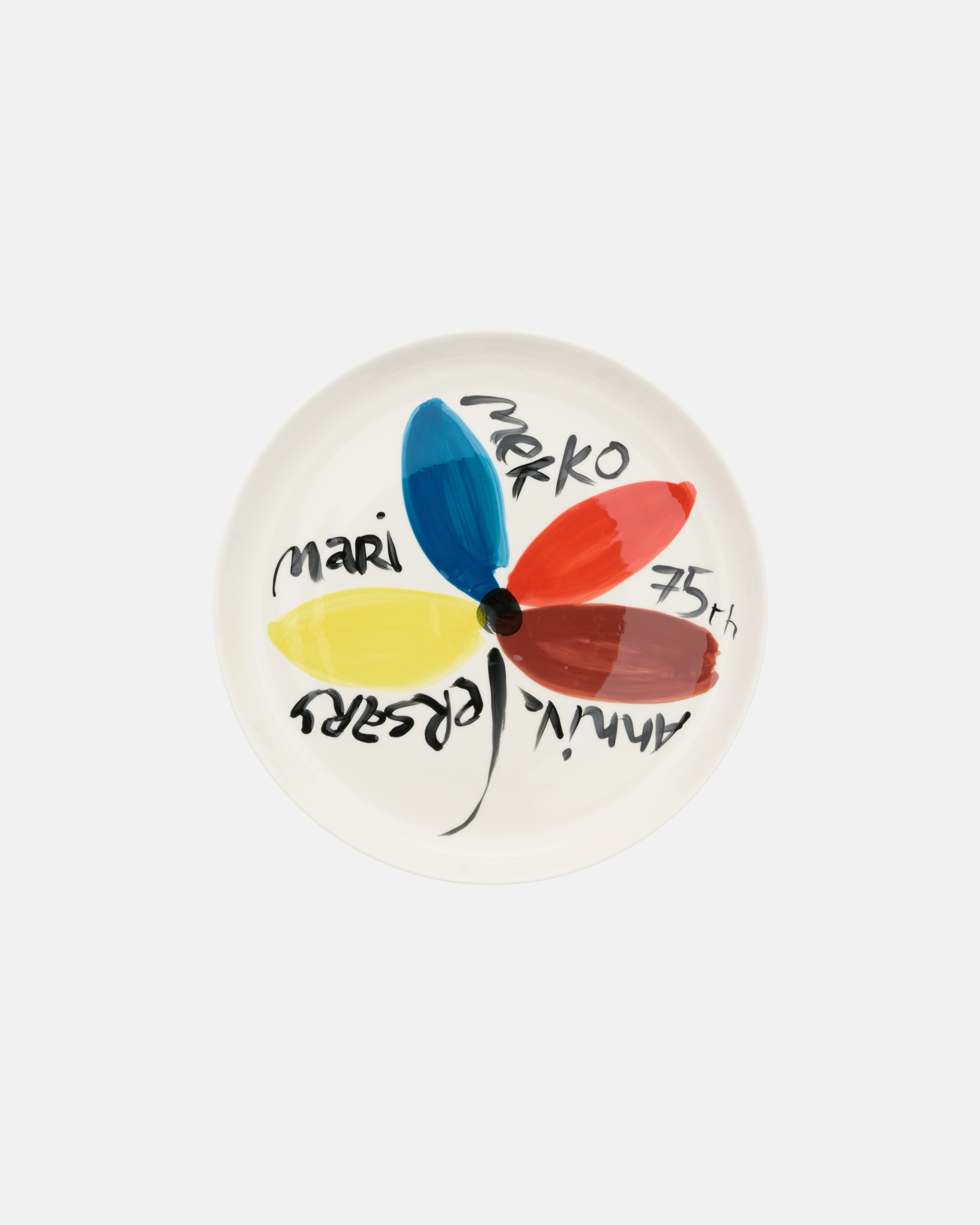 Oiva / Marimekko 75th anniversary, Collectible plate 32 cm, hand painted,
