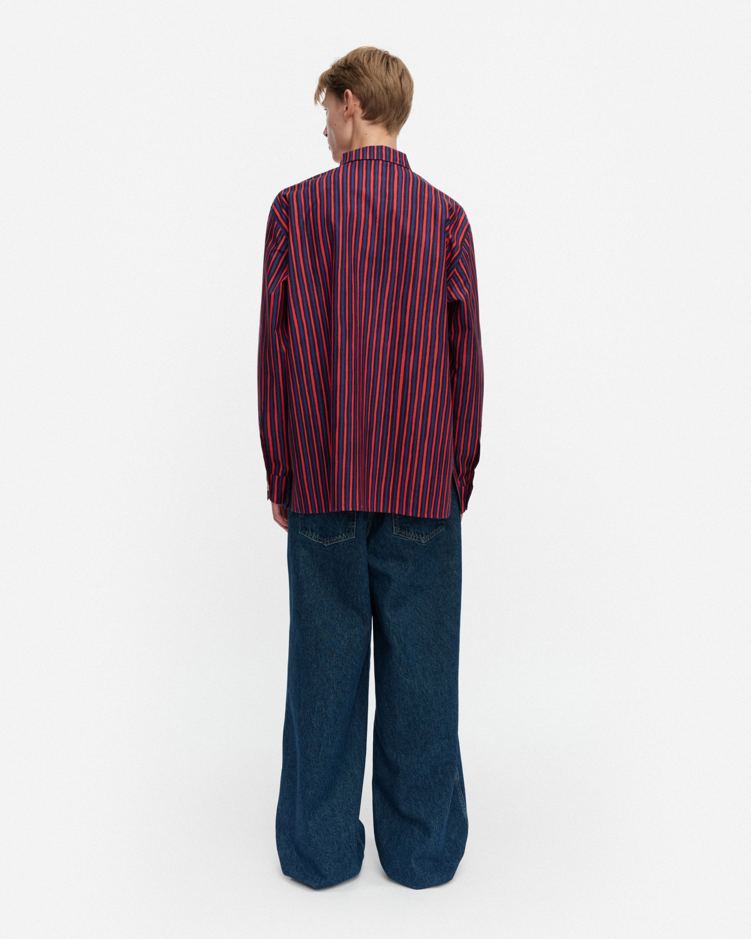 Jokapoika Kioski cotton shirt blue, red | Marimekko