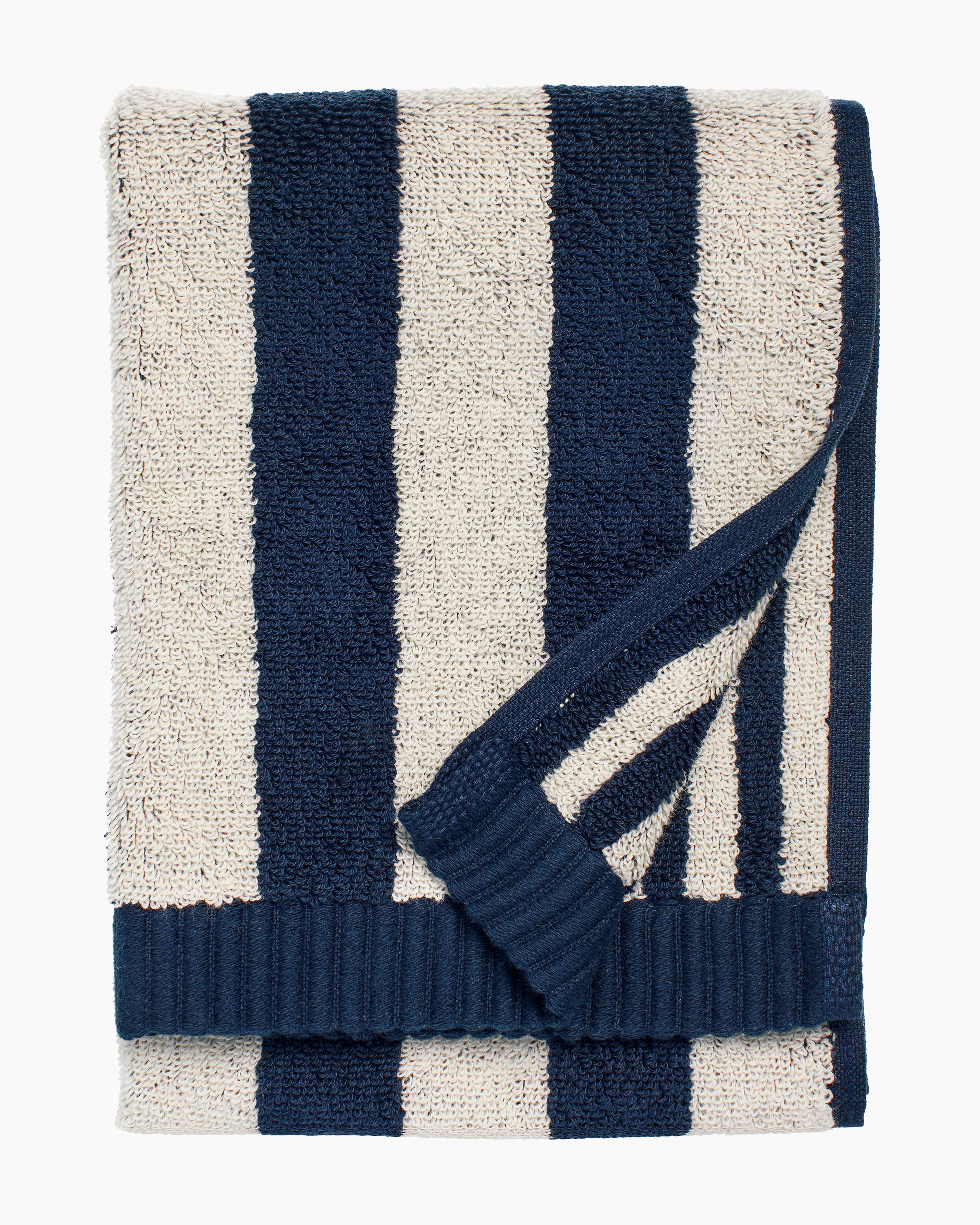Kaksi Raitaa, Guest towel 30x50 cm, sand, dark blue,