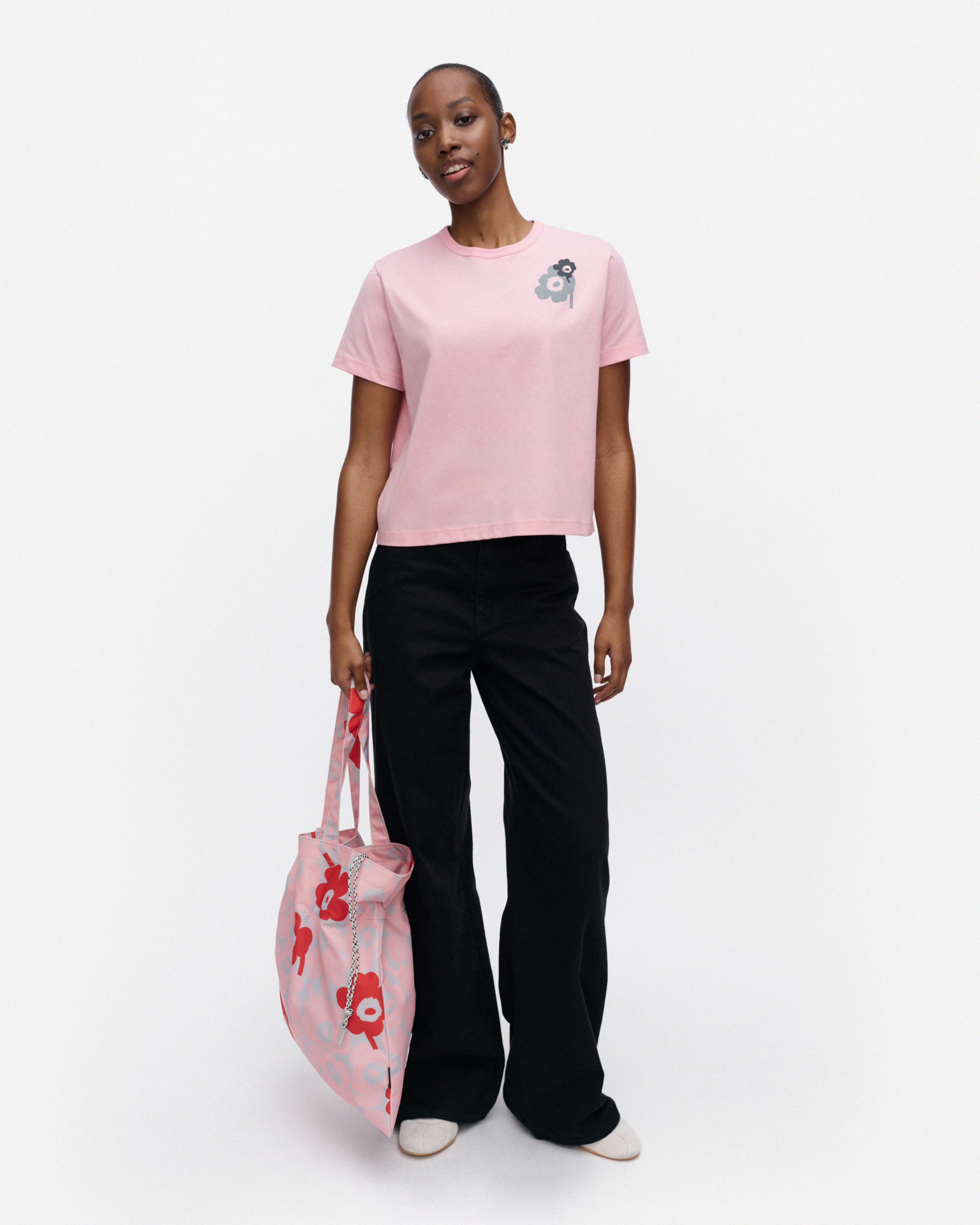Rauha Unikko Placement, Kioski t-shirt, light pink, grey, dark grey,