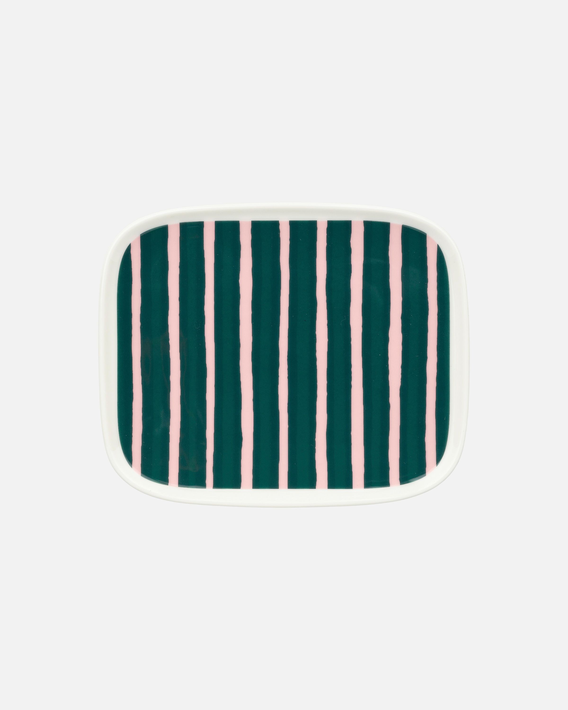 Oiva / Piccolo rectangular plate white, pink, dk.green | Marimekko