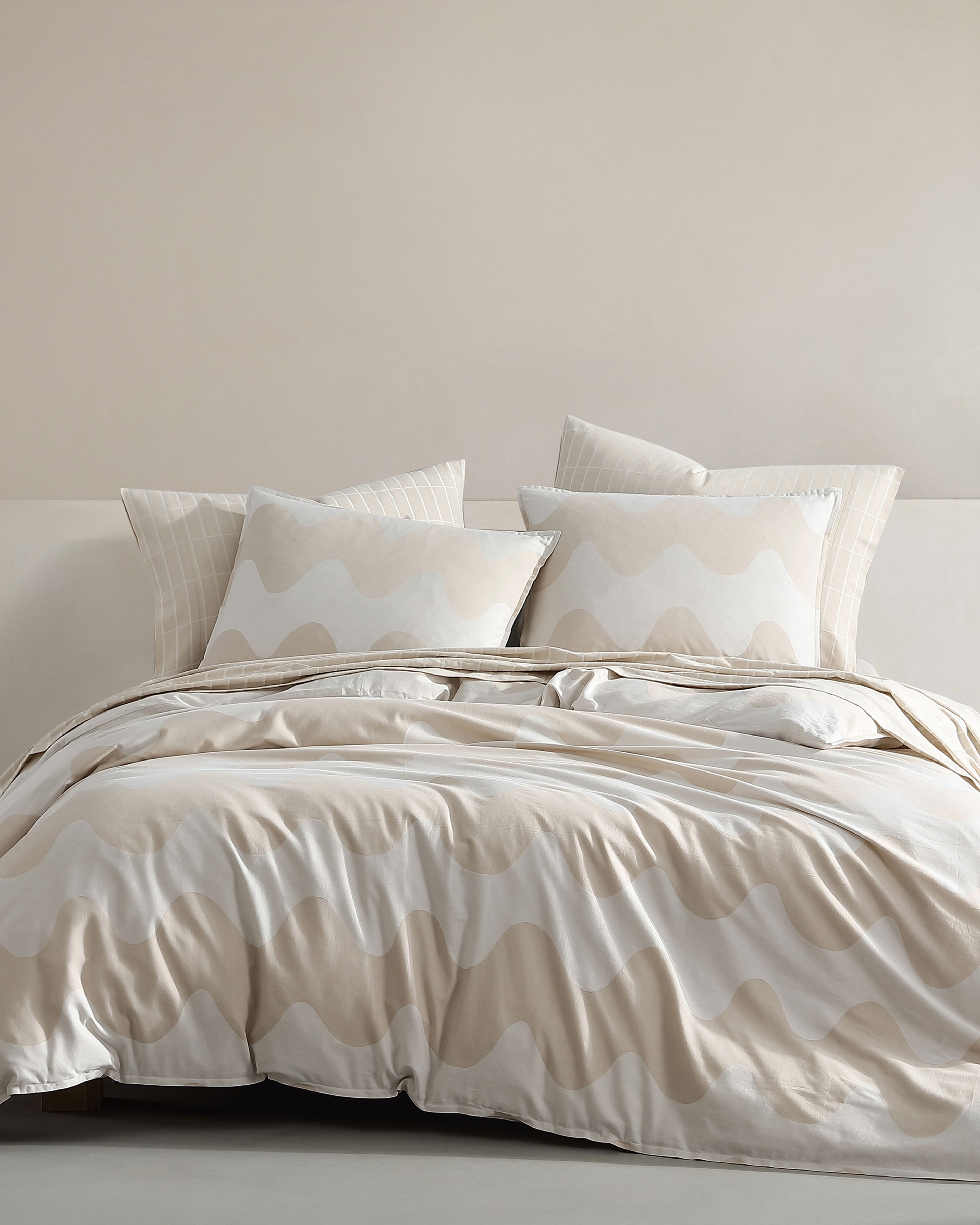 Lokki F/Q, Duvet Cover and Sham set, white, beige,